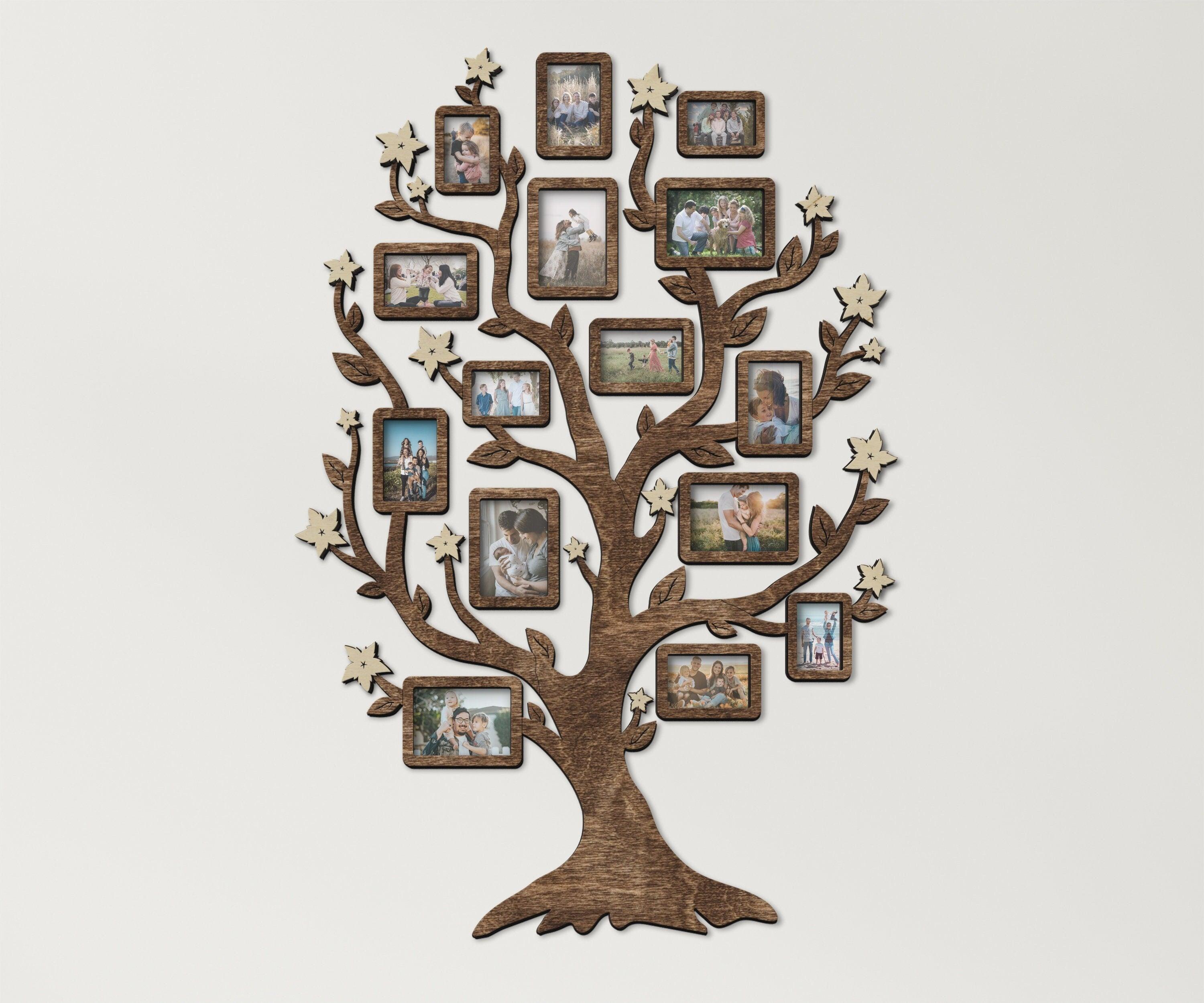 Custom Tree of Life wall art decor Wooden family tree picture collage Genealogy chart gift Custom color photo gallery display Multiple frame