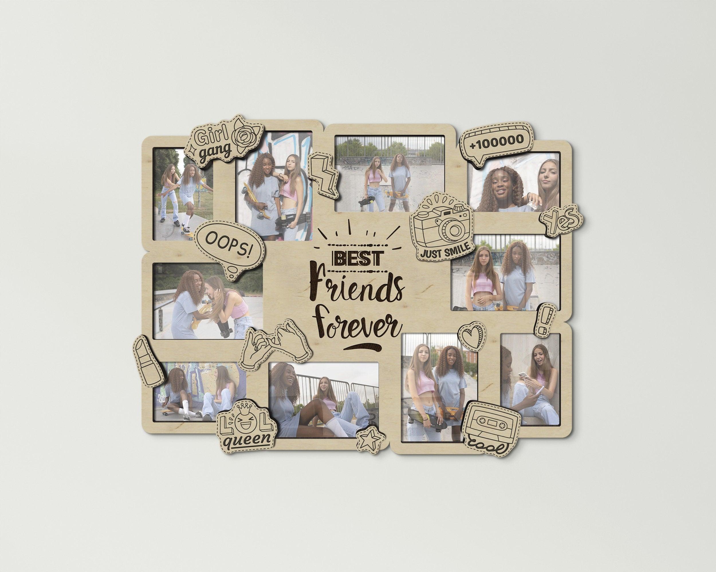 Friendship Day Gift: Best friend picture frame with Multiple openings Custom wooden photo collage for bestie Wall art decor Soul sister gift - The Frame Depot