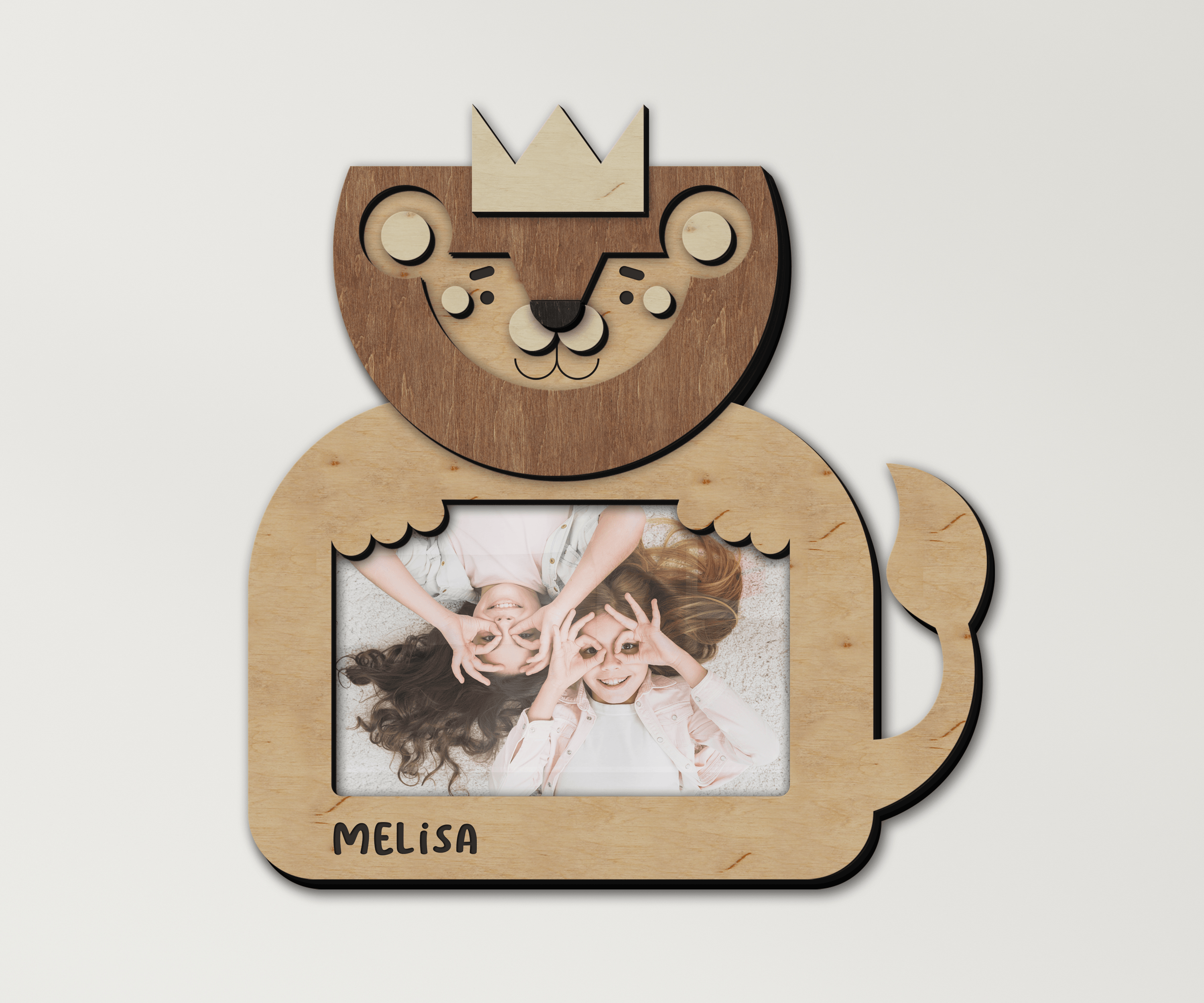 Engraved lion frame Mothers day gift Personalized mom to be gifts Wooden wall art Custom color nursery decor Baby name sign Small 4x6 photo