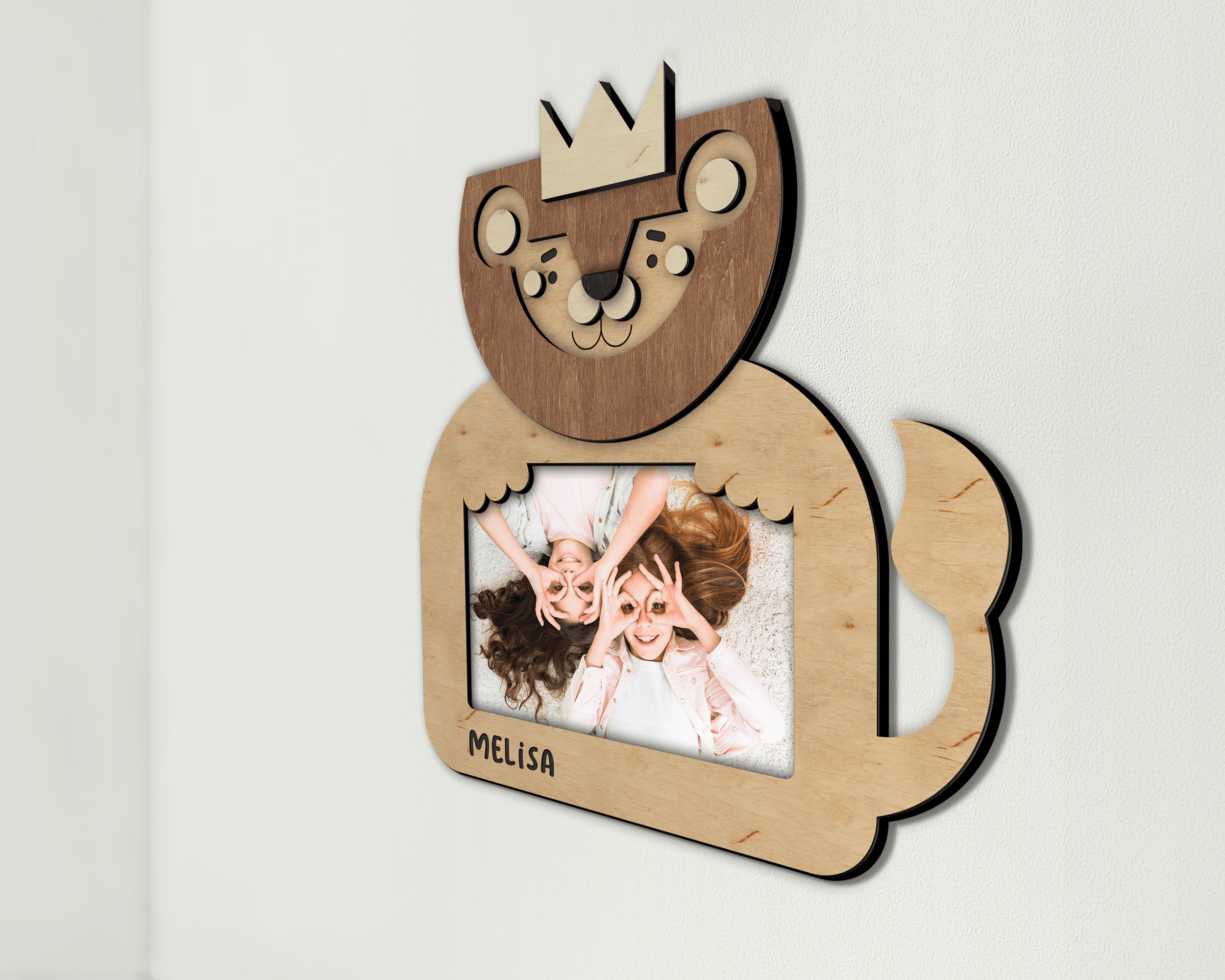 Engraved lion frame Mothers day gift Personalized mom to be gifts Wooden wall art Custom color nursery decor Baby name sign Small 4x6 photo