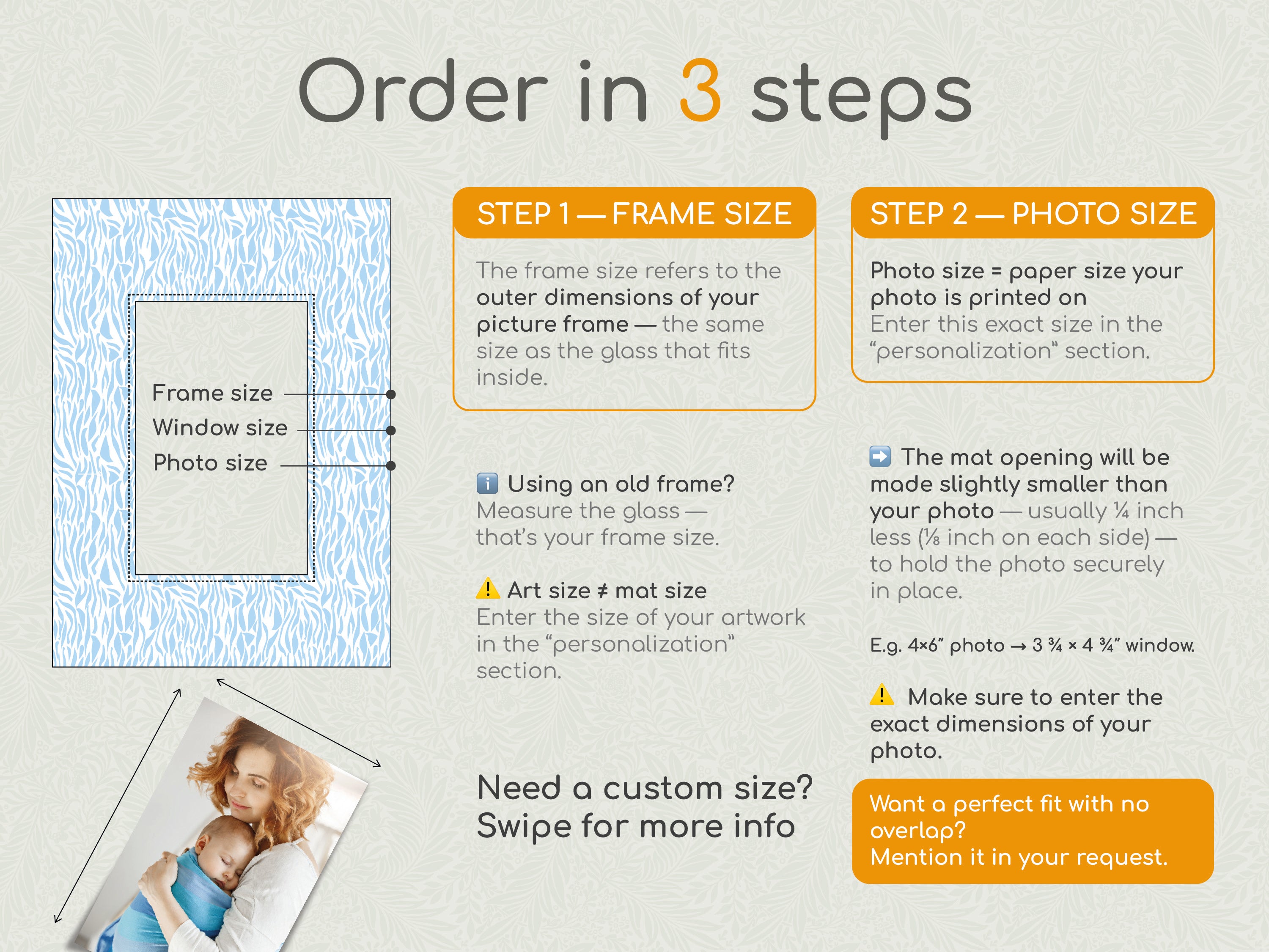 Vintage Photo Frame Mat Board – Custom Sizing, Single or Double Matting