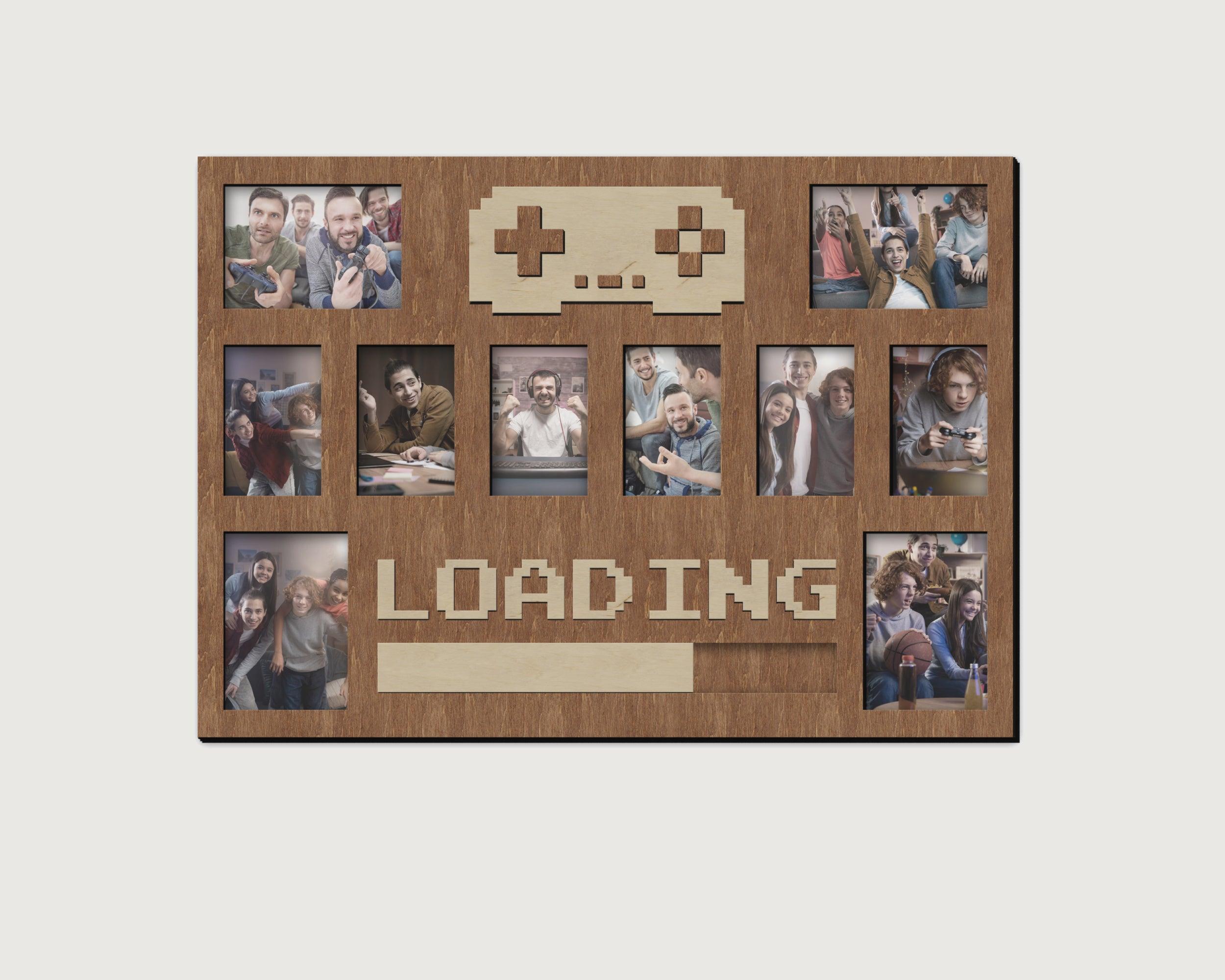 Pixel art photo frame collage Gaming gift Gamepad wall art Loading sign Multiple photos Geek decor Video game wood wall decor 4x6 5x7 frame