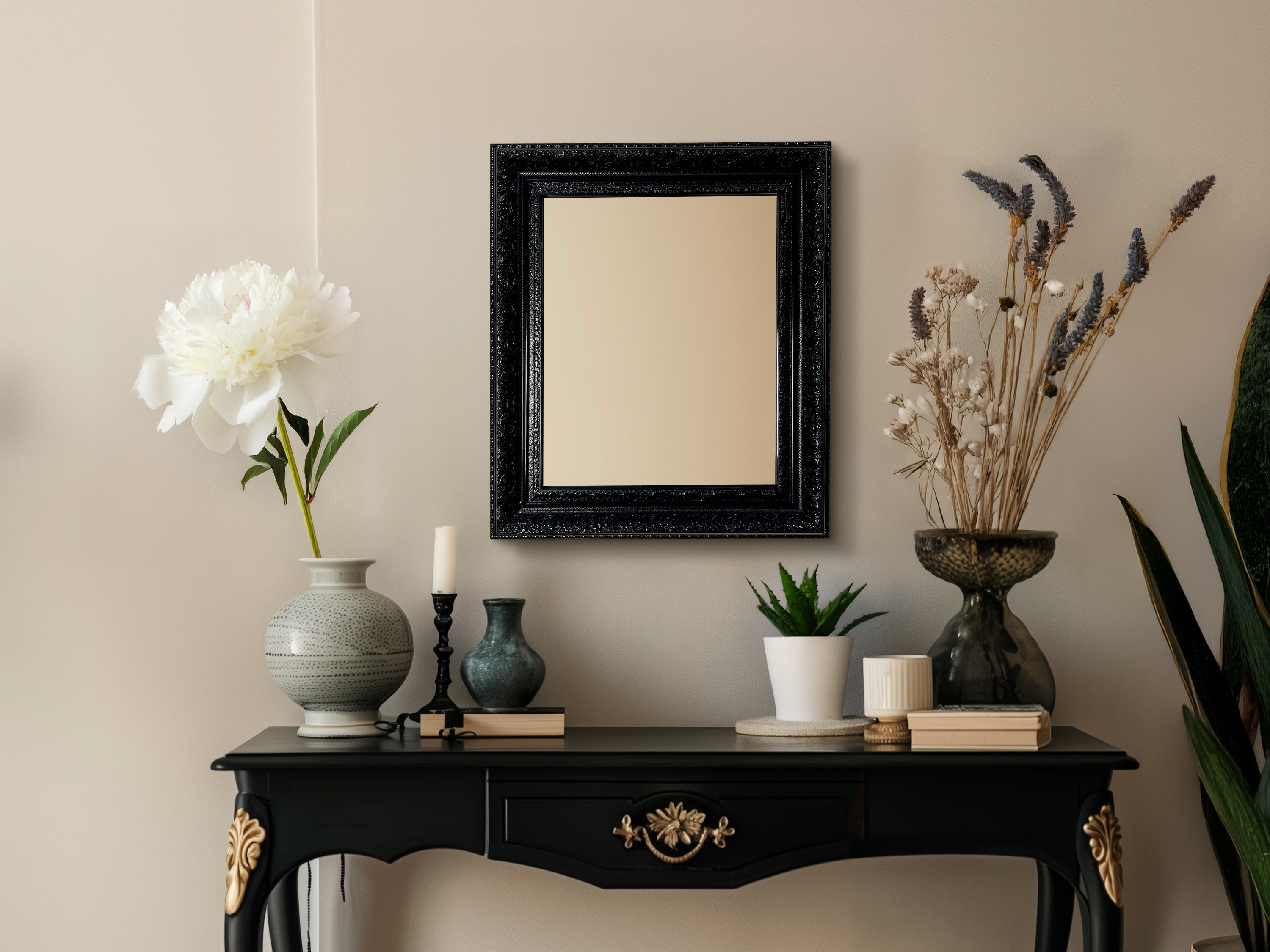 Ornate Gold Framed Mirror | Vintage Bathroom Wall Mirror, Farmhouse Decor