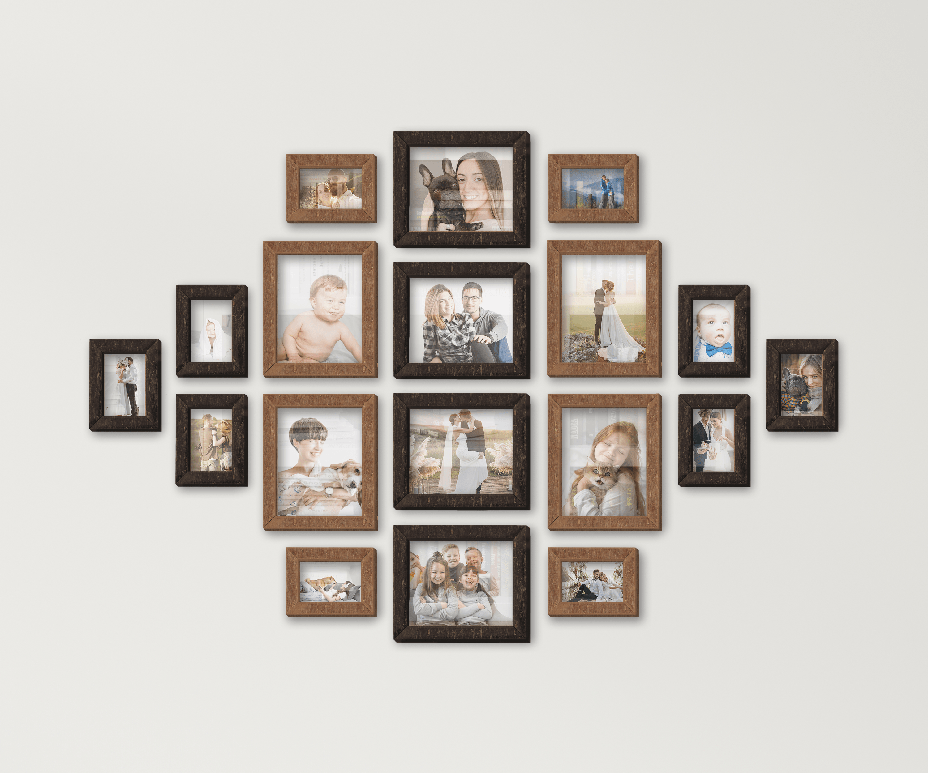 Wood picture frame set New home decor gallery Different size frames Custom color Wall mounted photo frame collage Housewarming gift Wall art - The Frame Depot