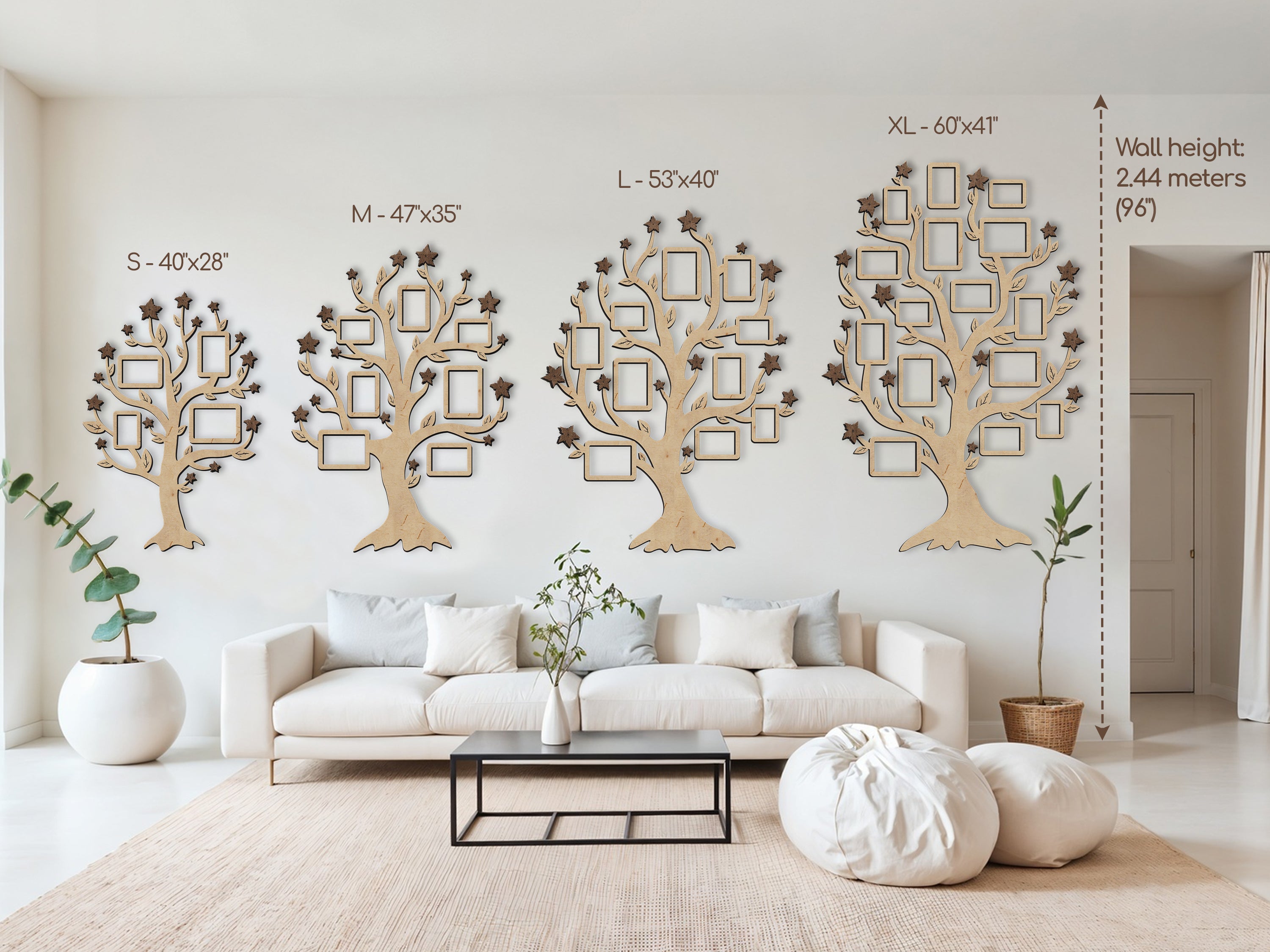 Wooden Family Tree Picture Collage | Photo collage with butterflies
