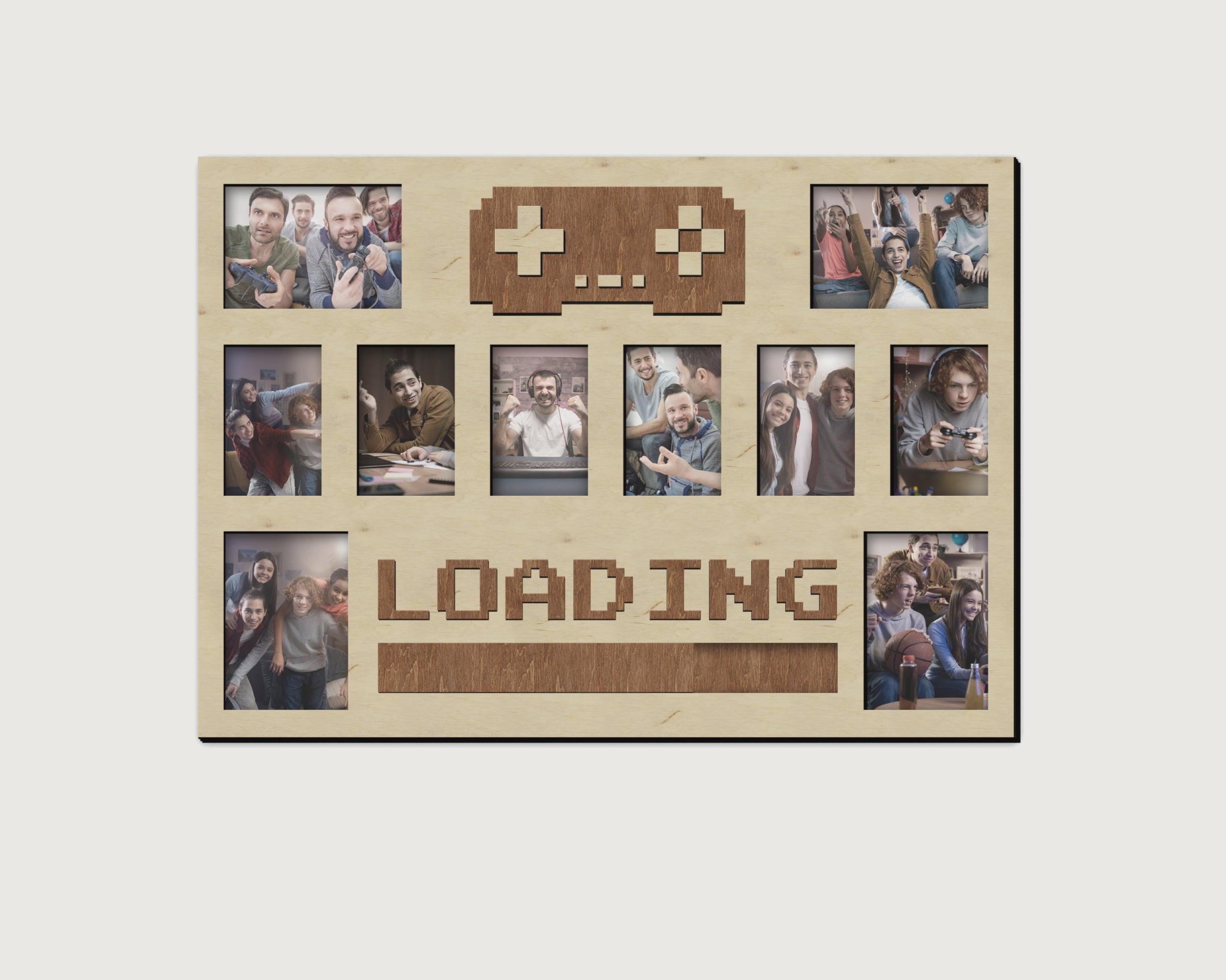 Pixel art photo frame collage Gaming gift Gamepad wall art Loading sign Multiple photos Geek decor Video game wood wall decor 4x6 5x7 frame