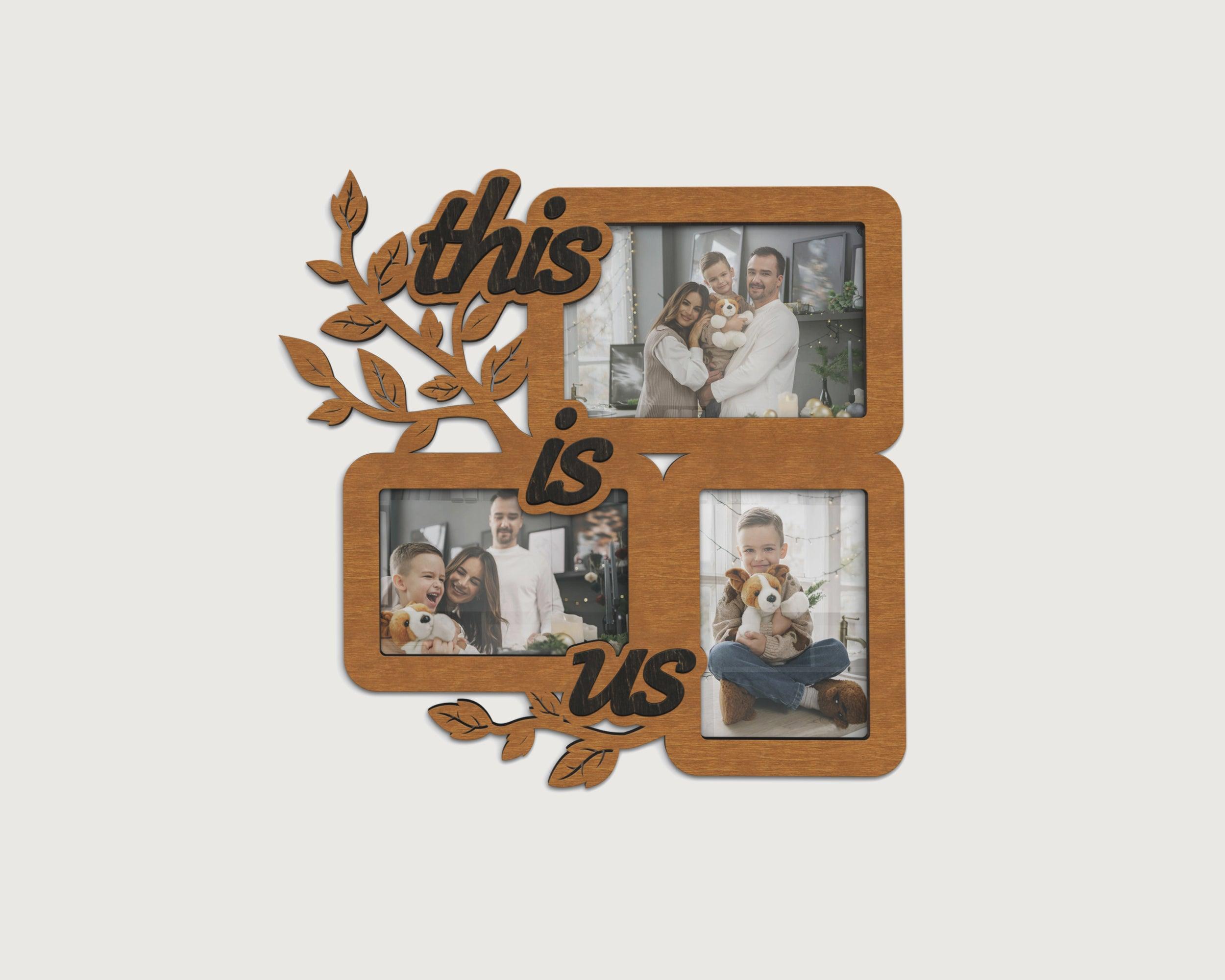 Custom color picture frame collage This is us sign Multi photo frame Family tree photo frame collage Wood picture frame 4x6 frame 3 photos