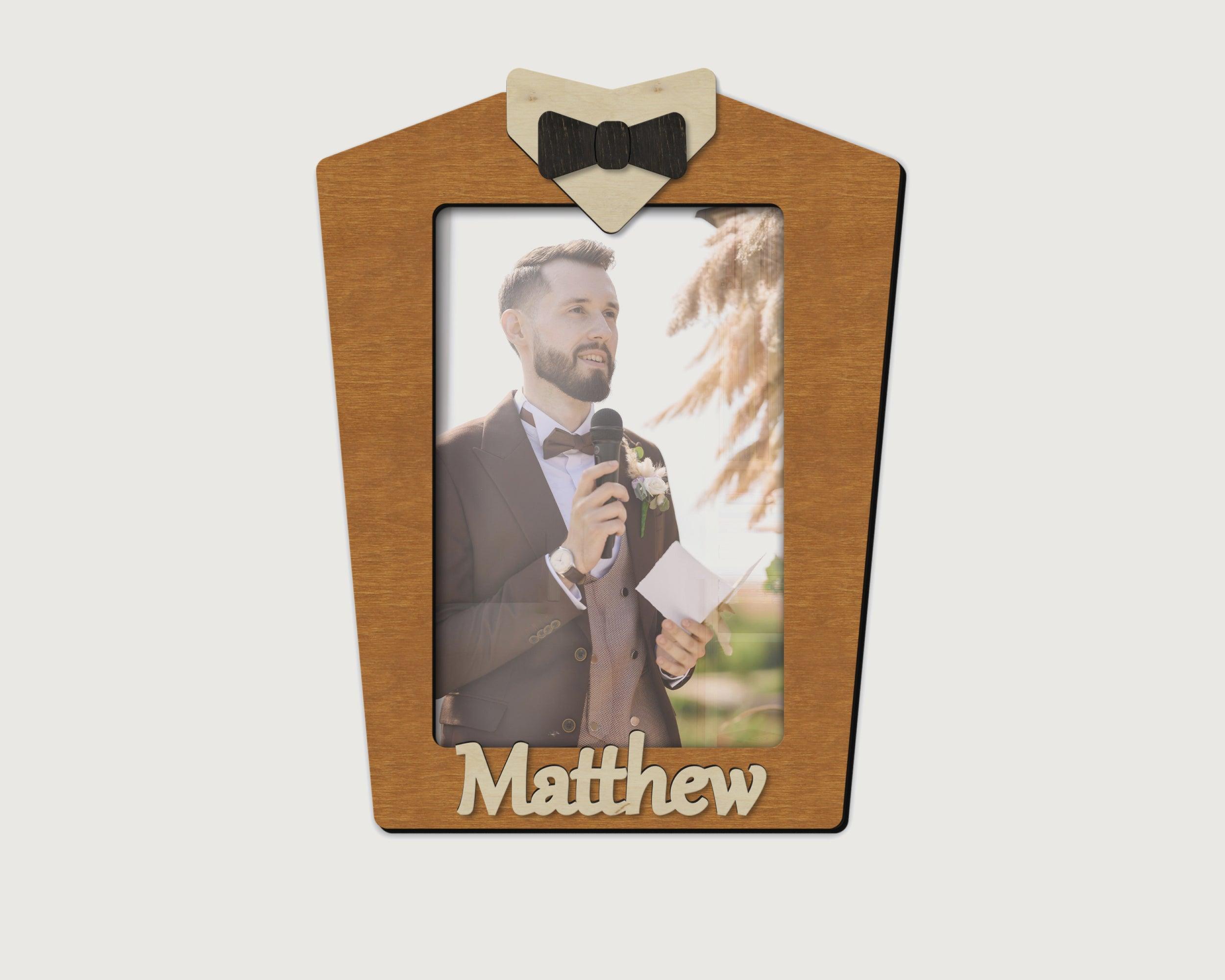 Personalized smoking picture frame Custom color groomsmen gift Custom name sign Wooden best man gift Wedding photo frame Single 4x6 frame