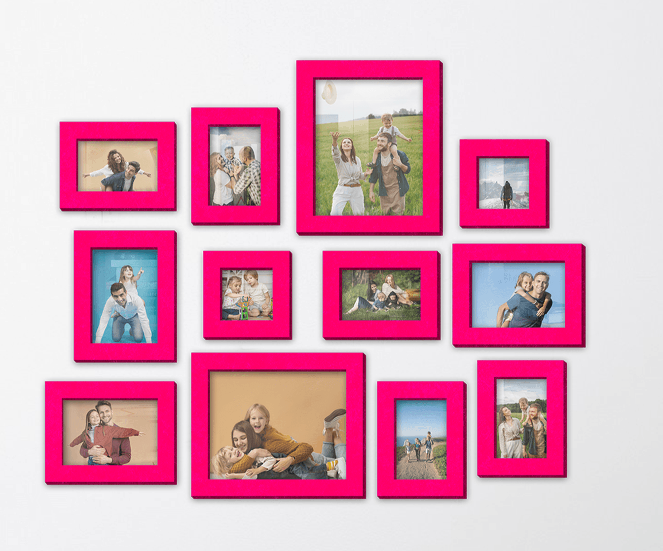 Unique pink velvet photo frames set Custom velvet fabric picture frame Home decor Modern art Housewarming gift for Anniversary Wall hanging