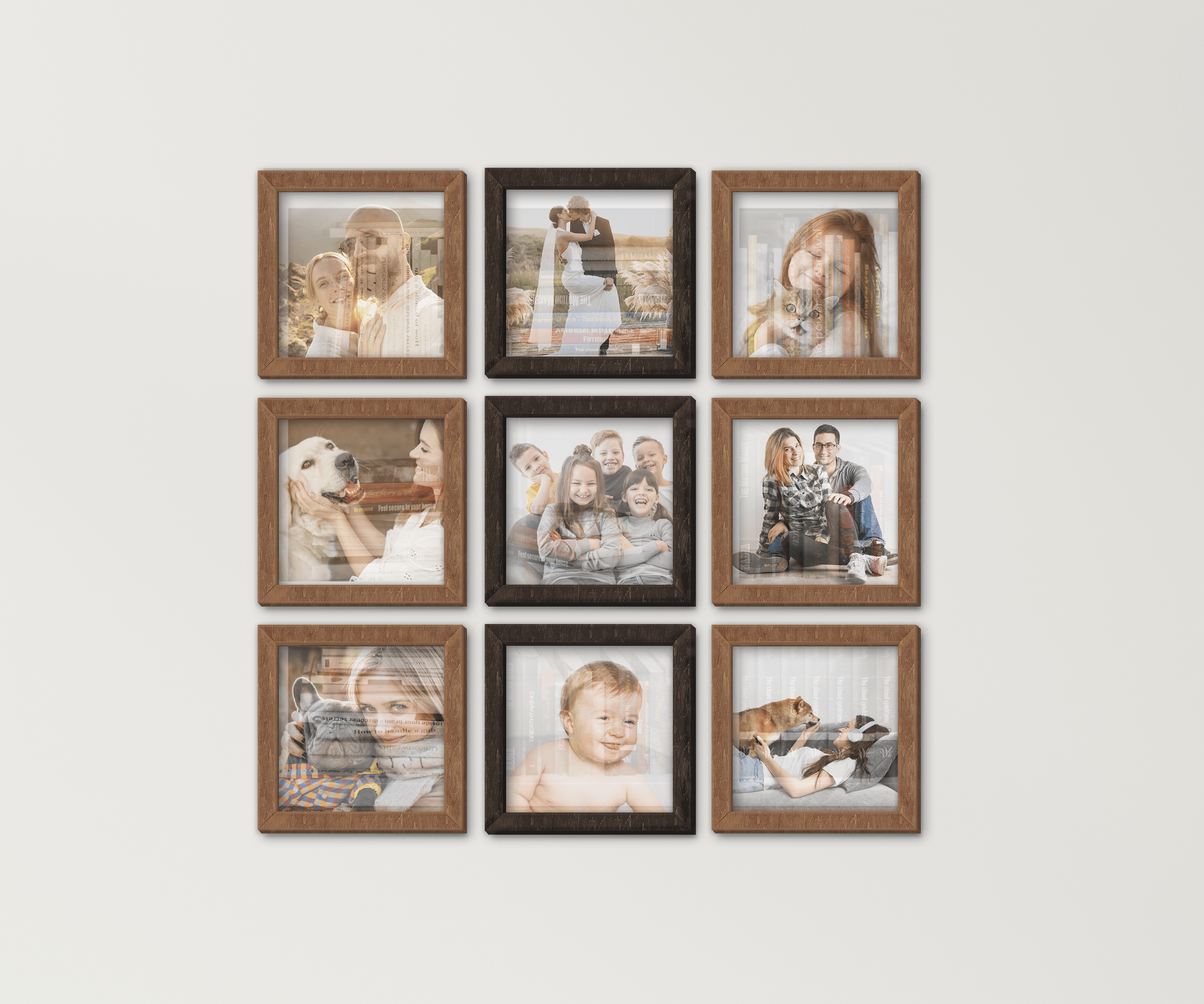 9 Piece frames | Modern wall gallery | Square picture set - The Frame Depot