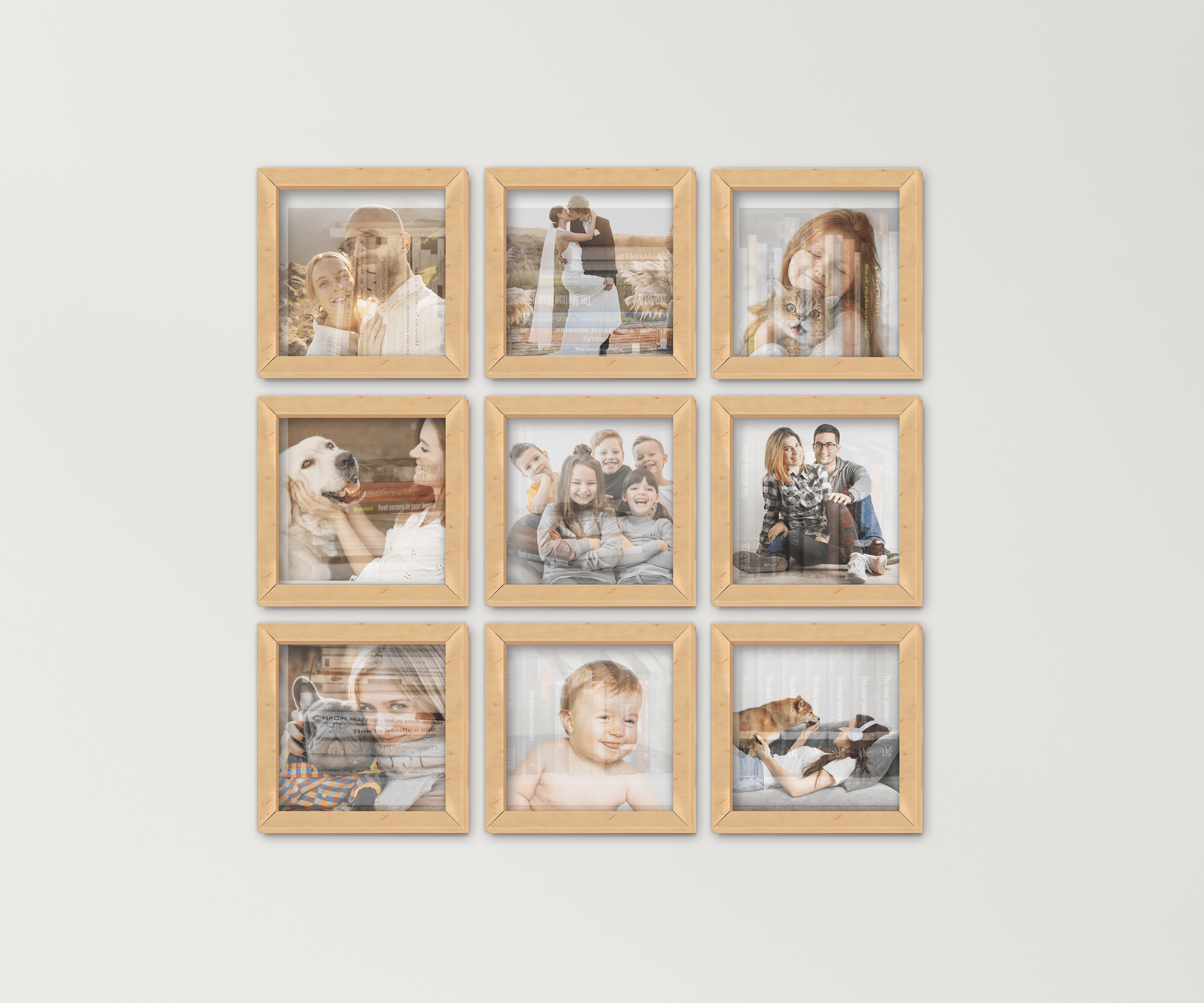 9 Piece frames | Modern wall gallery | Square picture set - The Frame Depot