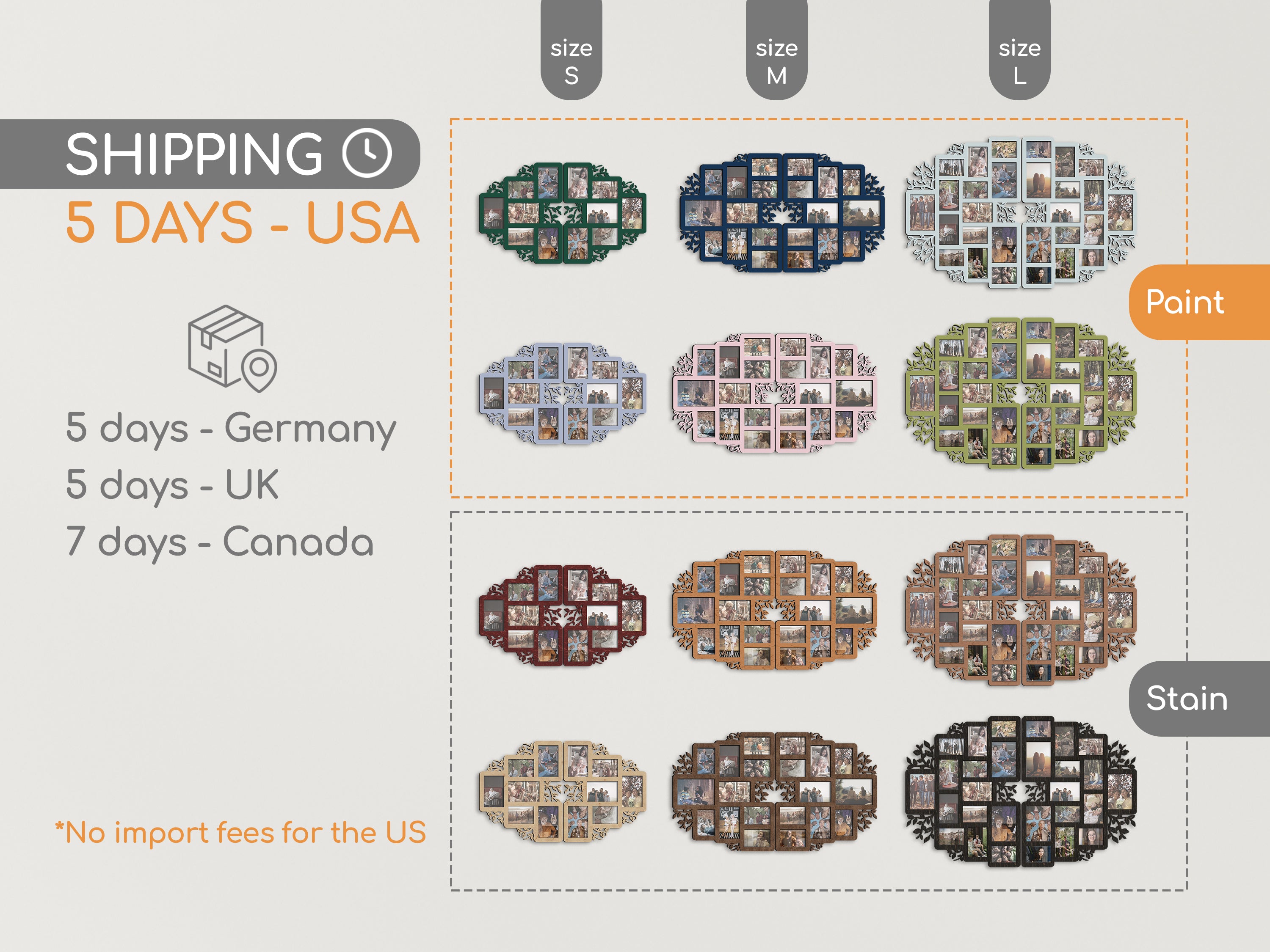Split Picture Collage | Family Tree Wall Art | Custom Photo Frame Gallery