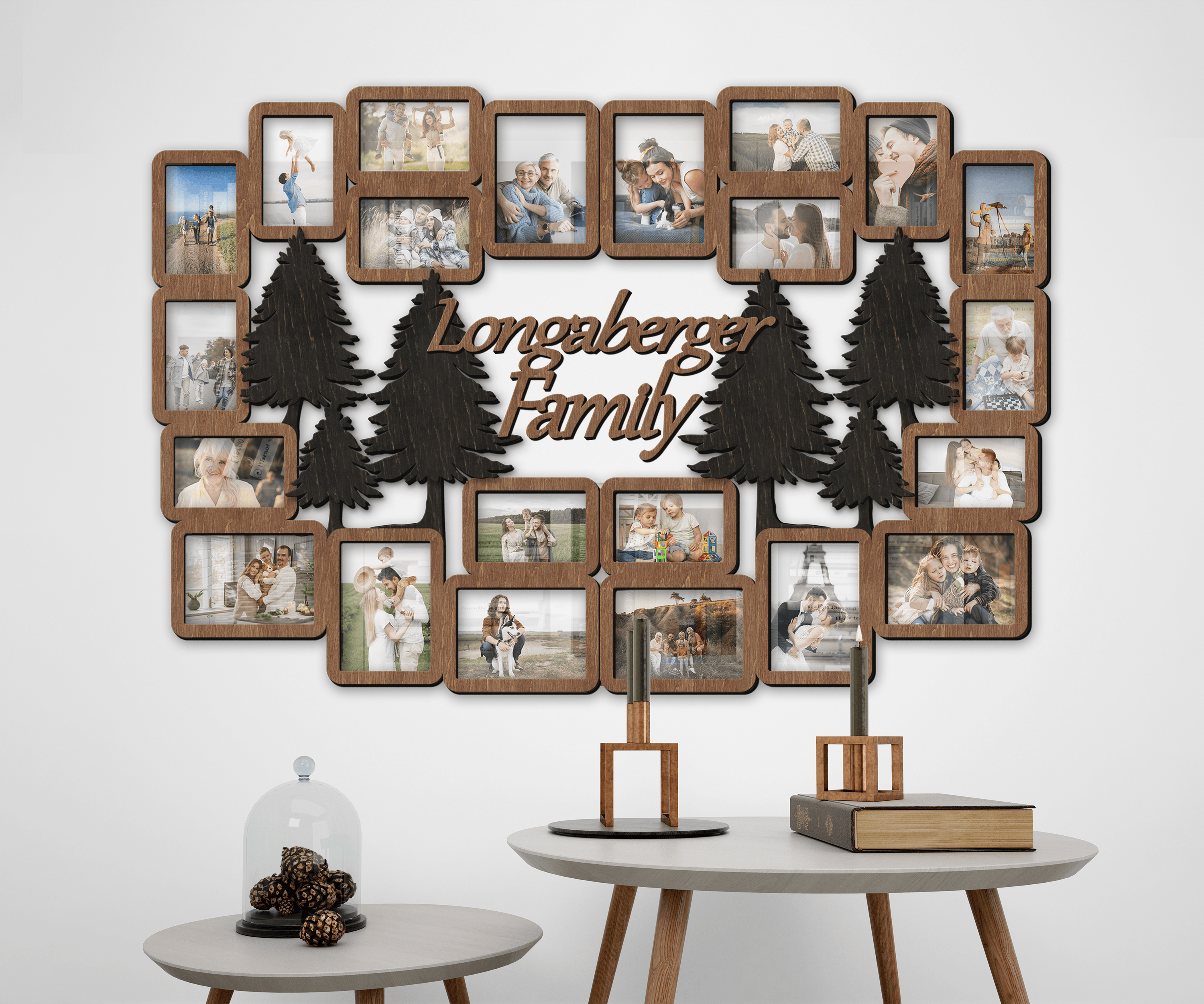 Custom extra large picture frame collage with spruce Bilderrahmen collage Big photo frames Family tree Home decor Wall art Multiple 4x6 5x7