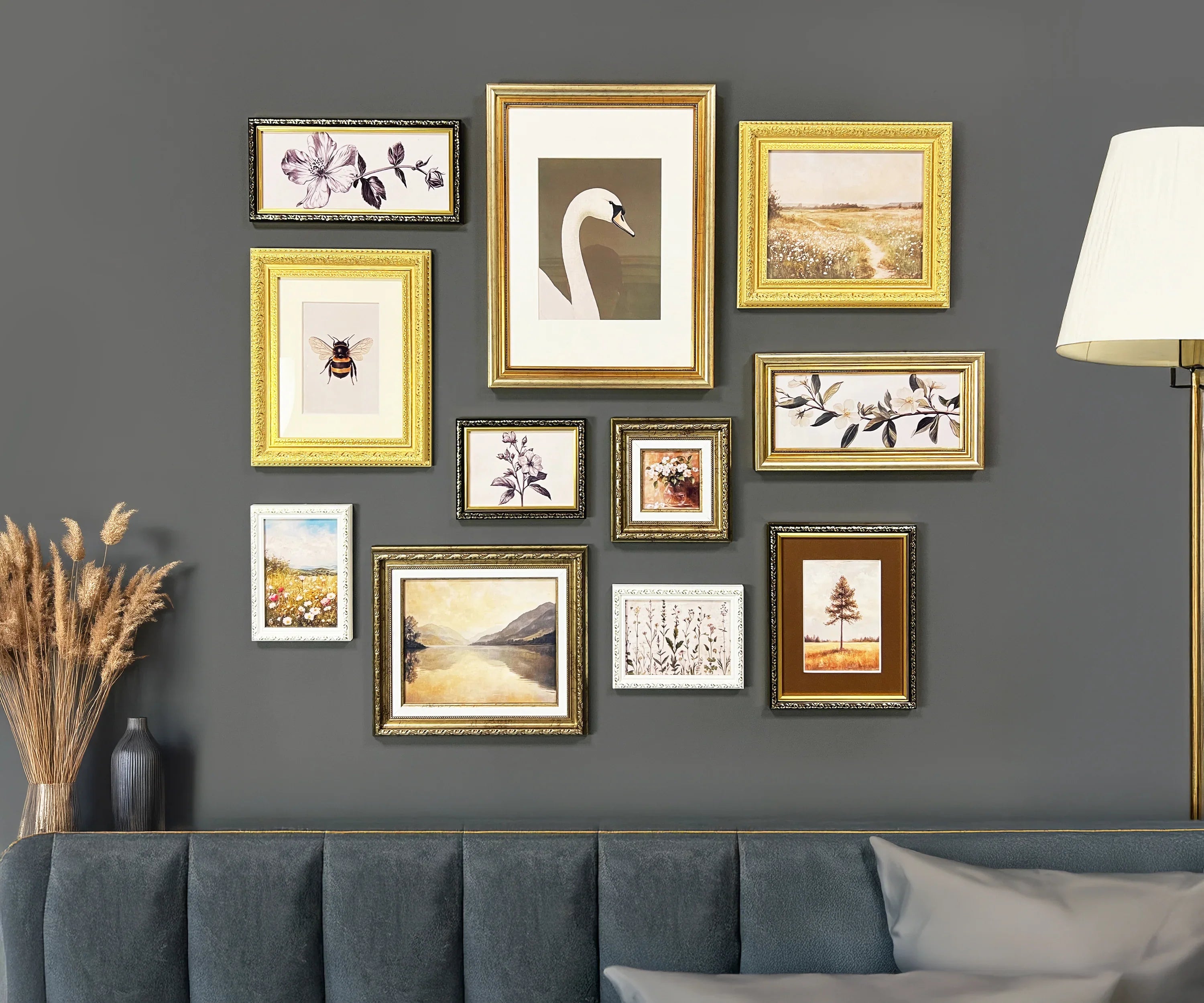 White & Gold Ornate Gallery Wall Frames Set