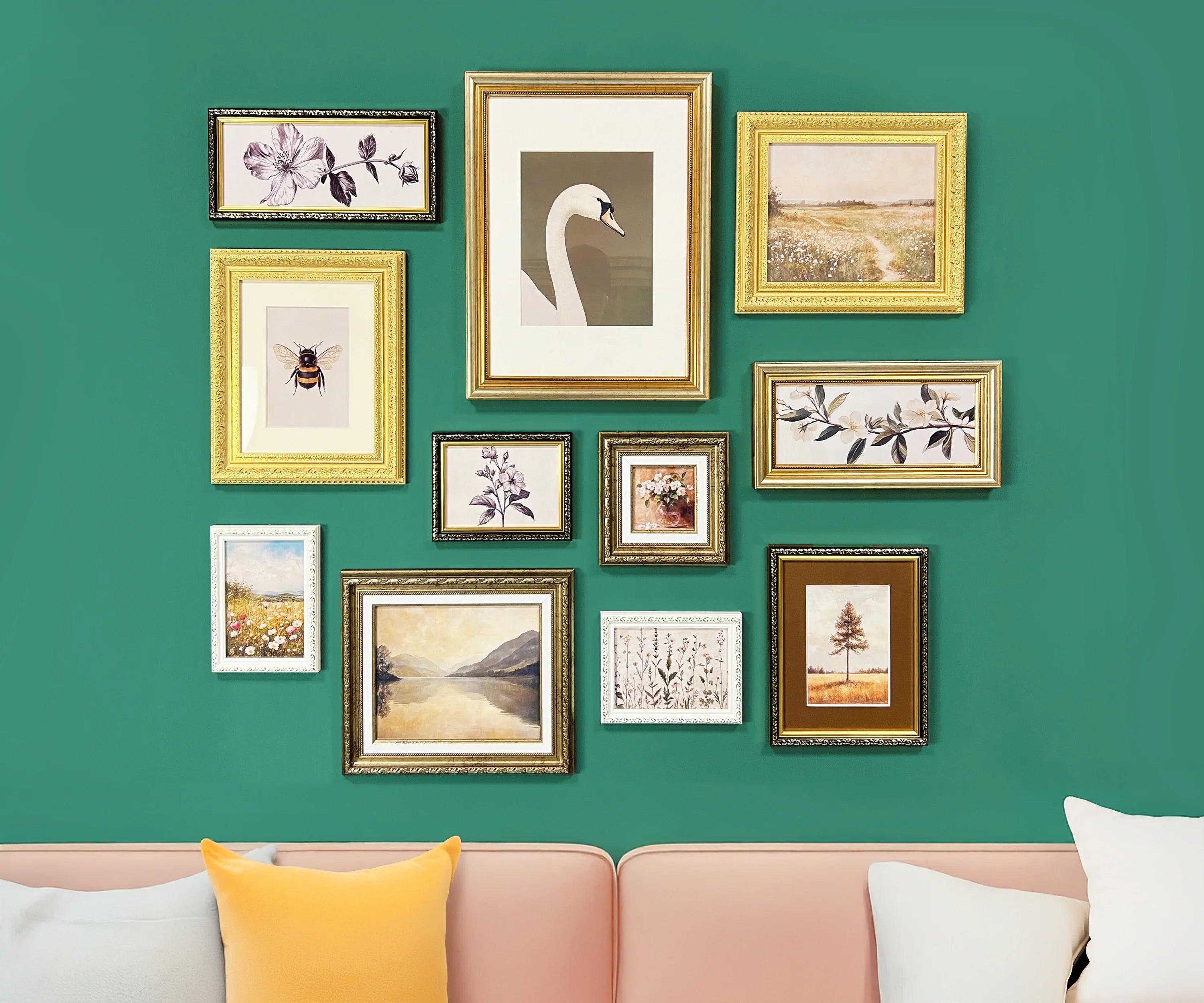 White & Gold Ornate Gallery Wall Frames Set