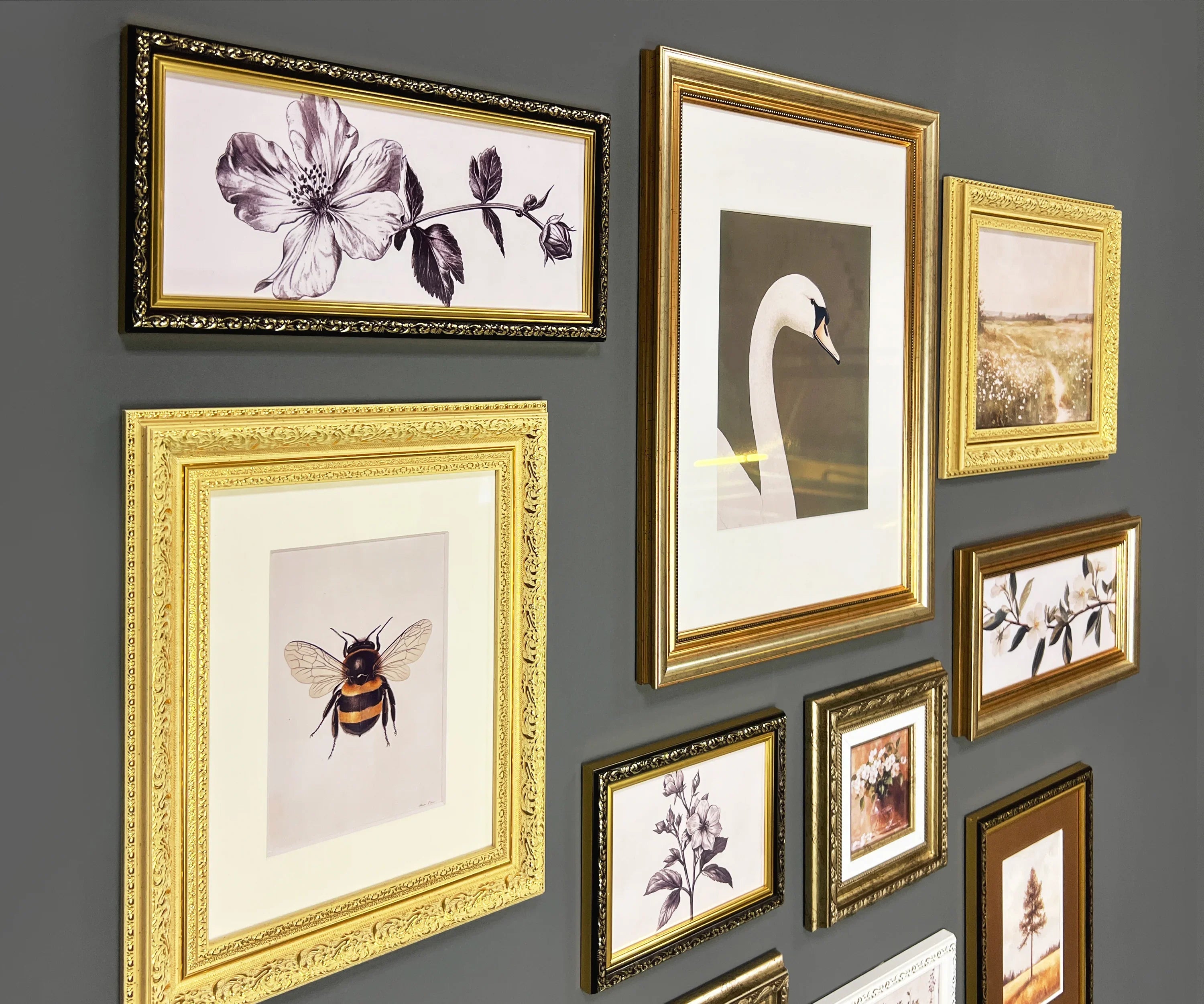 White & Gold Ornate Gallery Wall Frames Set
