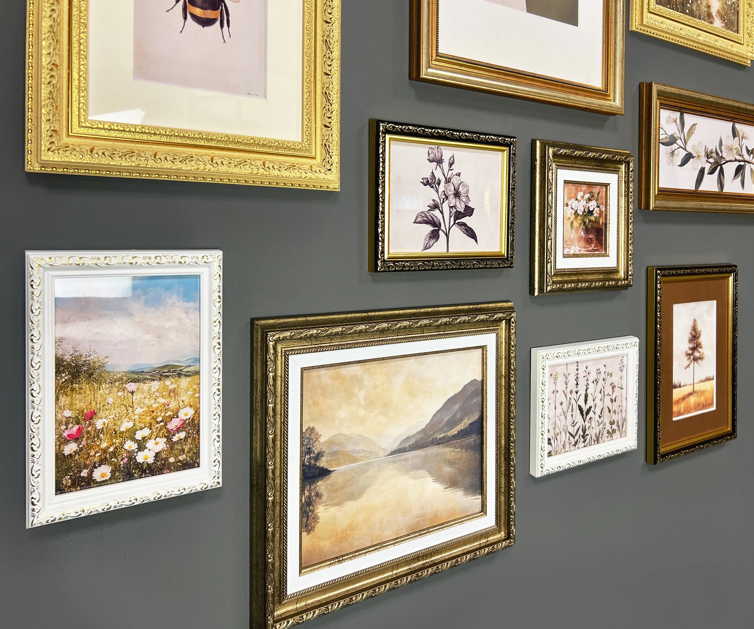 White & Gold Ornate Gallery Wall Frames Set