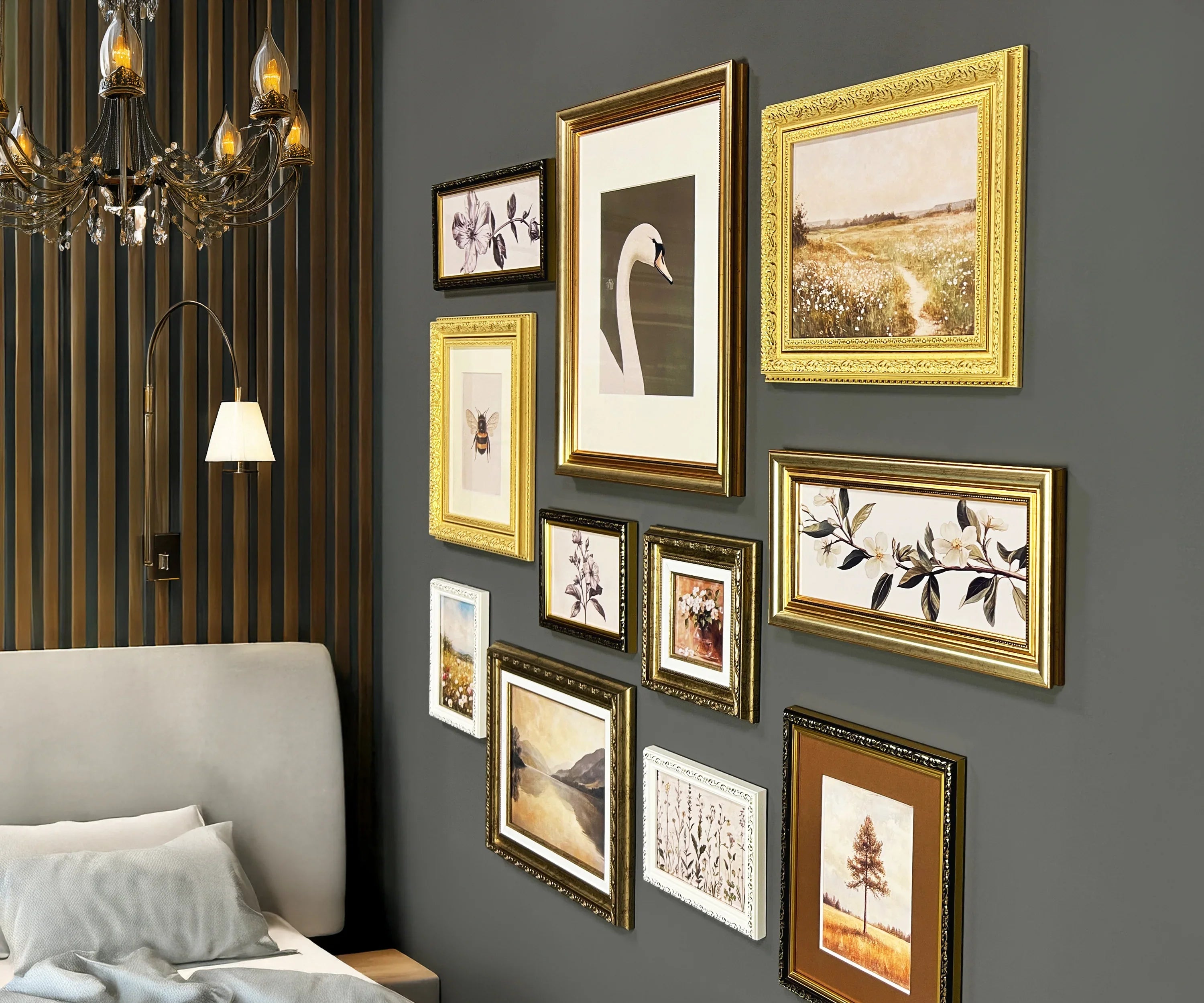 White & Gold Ornate Gallery Wall Frames Set