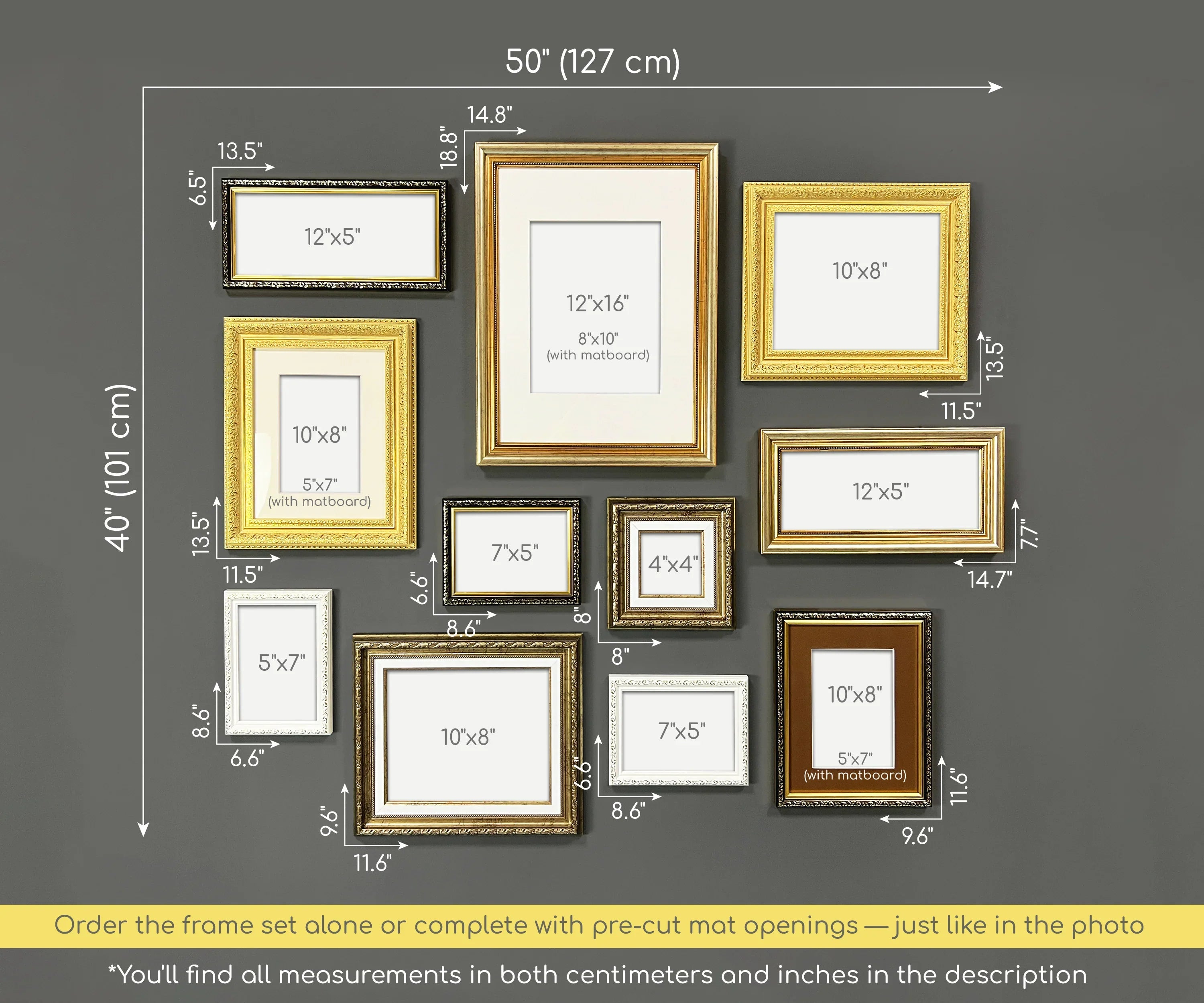 White & Gold Ornate Gallery Wall Frames Set