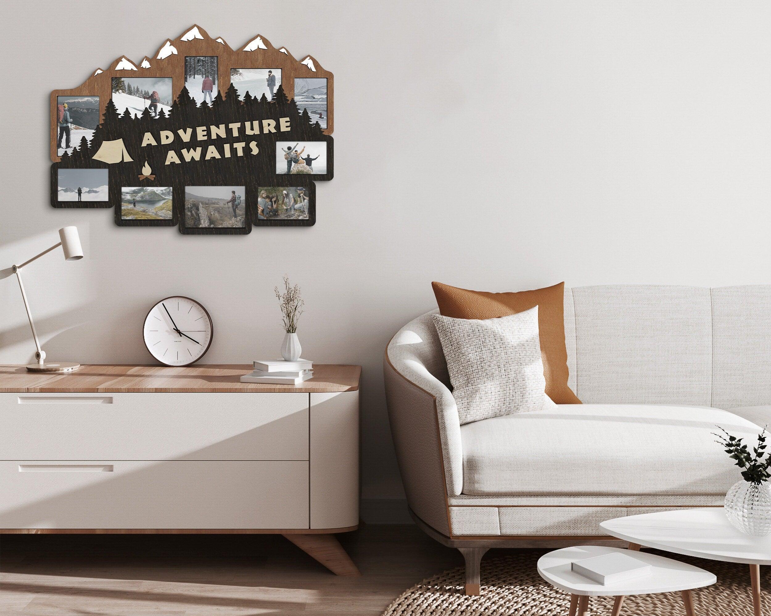 Mountain Picture Frame | Adventure Awaits | Hiking Photo Collage - The Frame Depot
