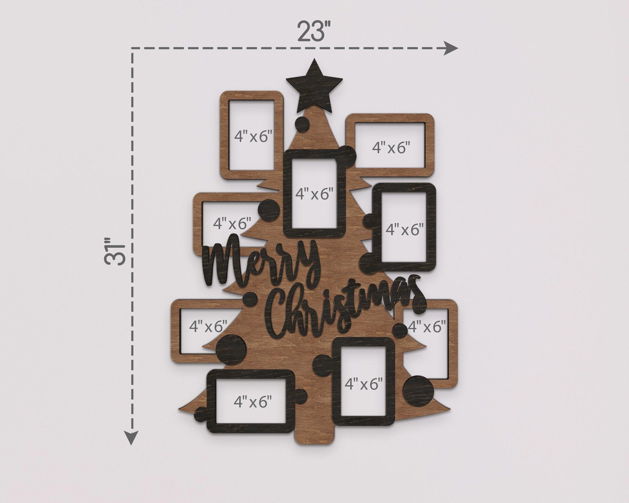 Christmas picture frame collage Pine tree frame Christmas tree decor Merry christmas frame Christmas decorations Christmas picture frame