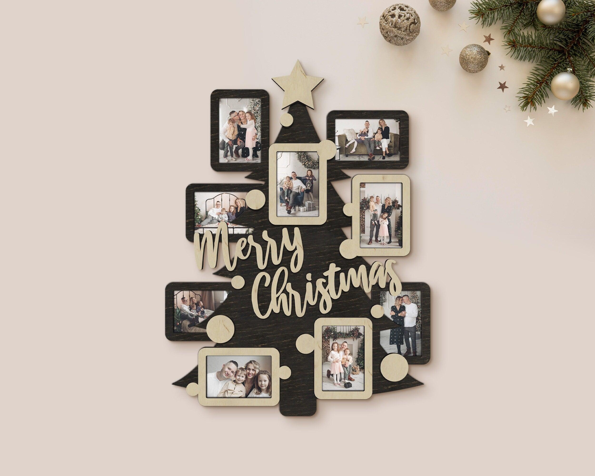 Christmas picture frame collage Pine tree frame Christmas tree decor Merry christmas frame Christmas decorations Christmas picture frame