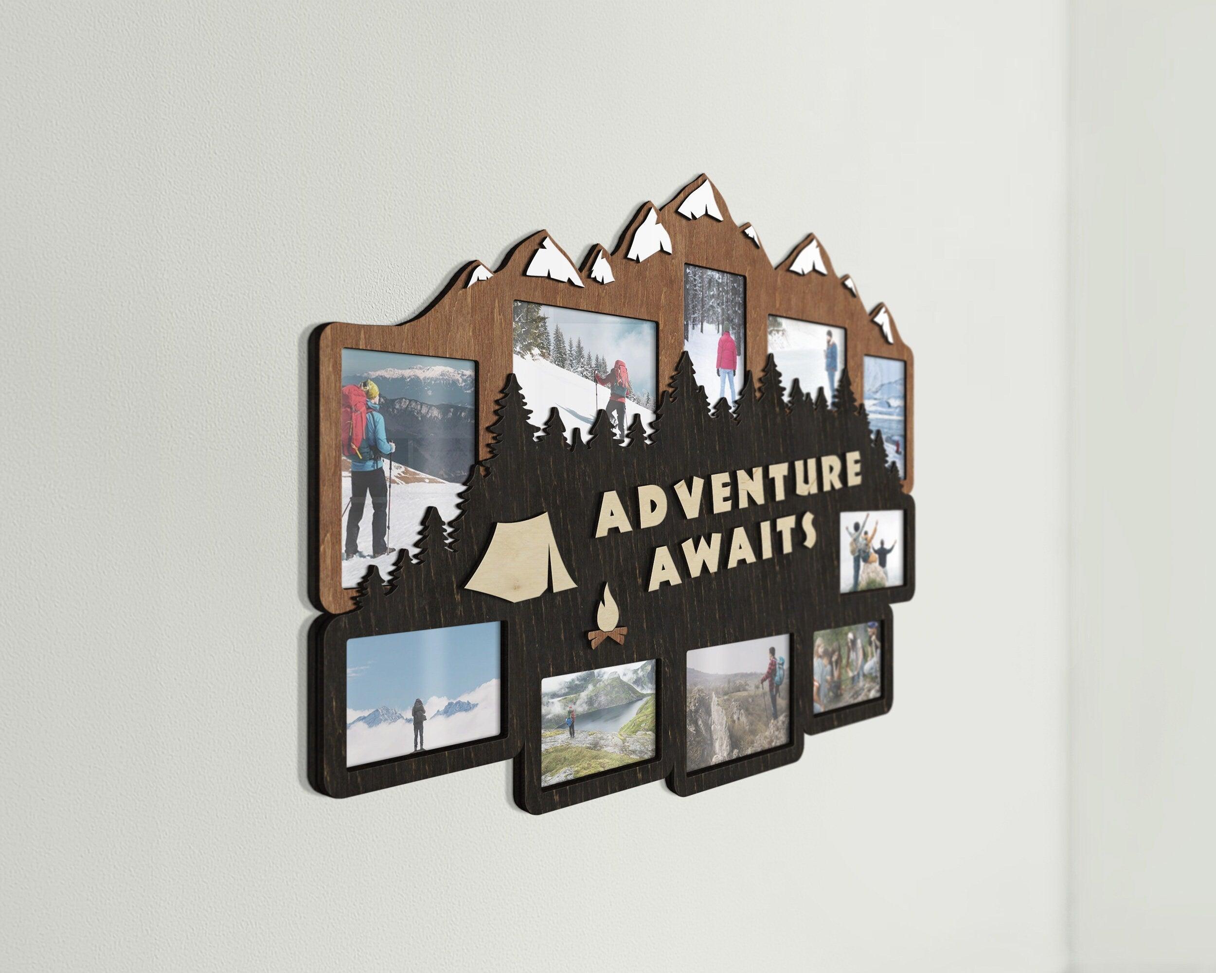 Mountain Picture Frame | Adventure Awaits | Hiking Photo Collage - The Frame Depot