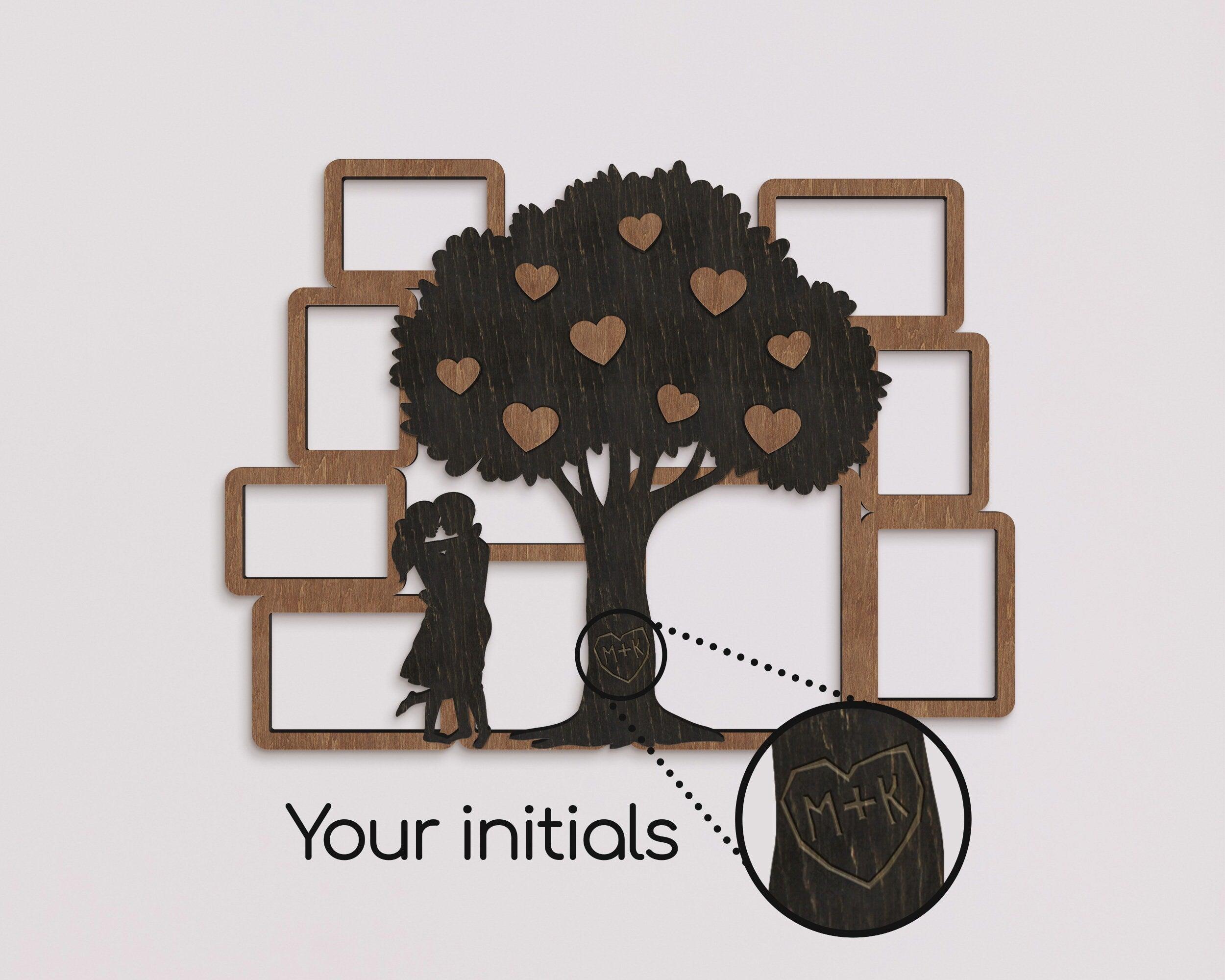 Personalized Love Tree | Picture Frame Collage | Couples Initials - The Frame Depot