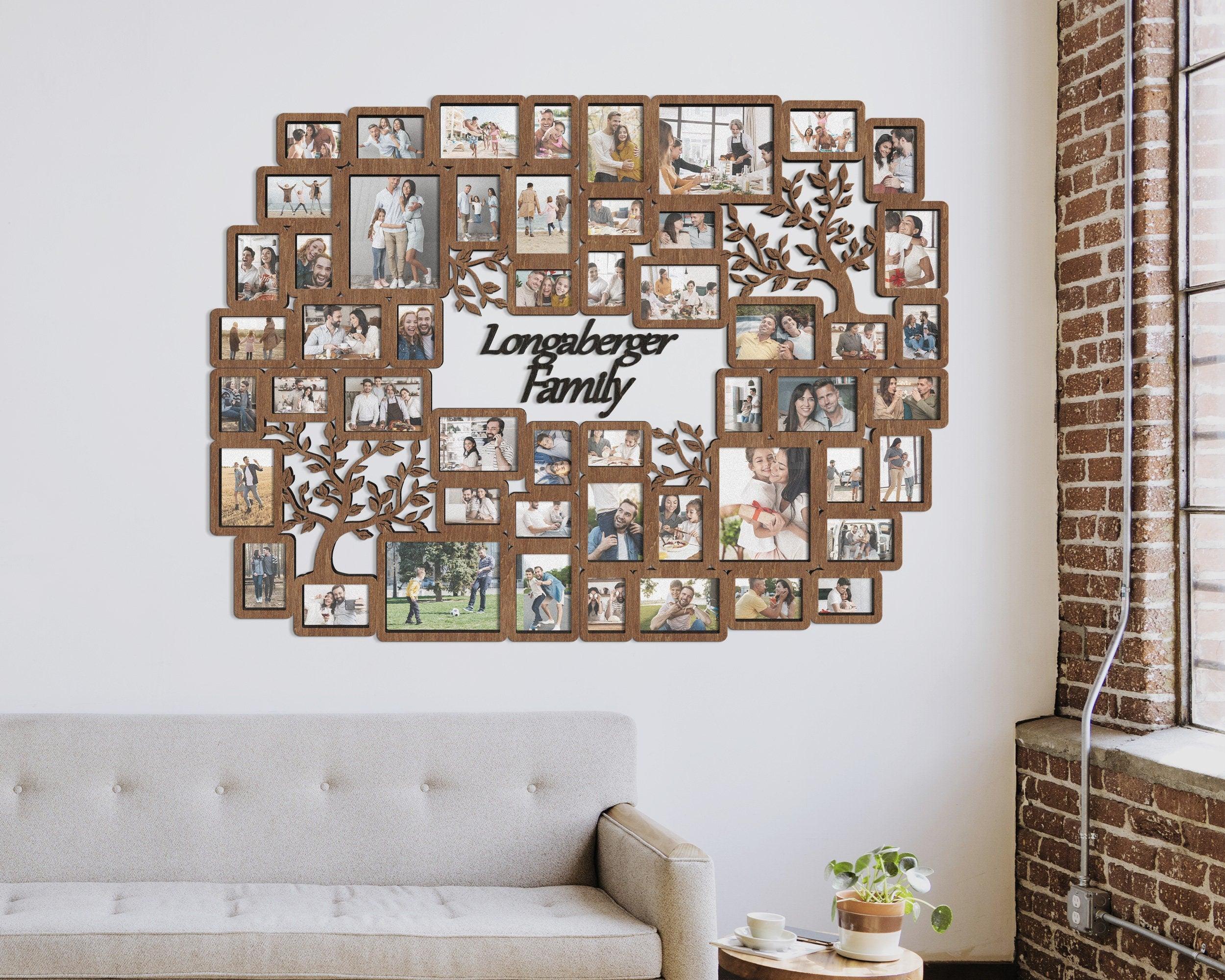 Personalized photo frame collage Custom color family tree wooden wall decor Name sign Large picture frame collage Gift for her - The Frame Depot