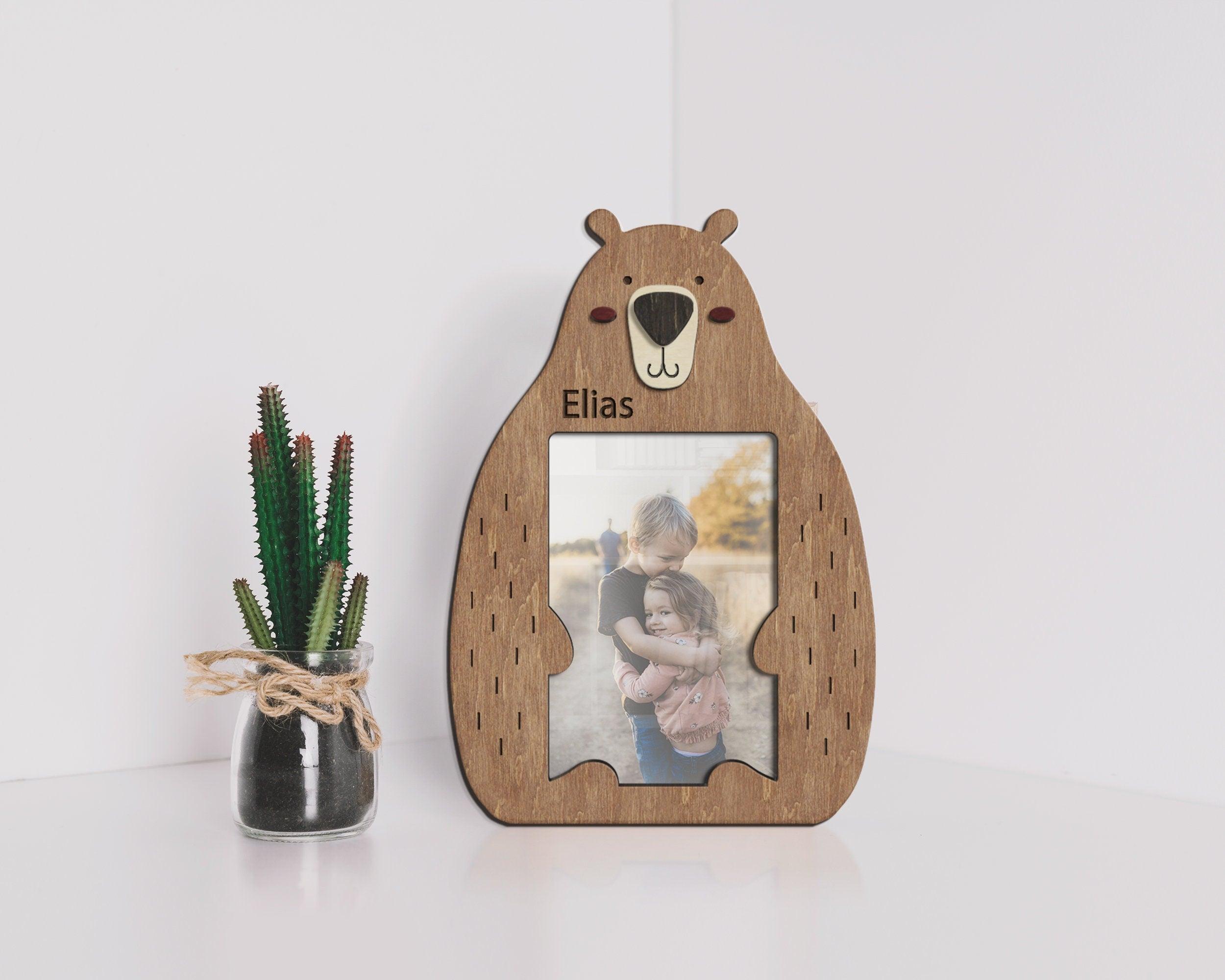 Personalized kids photo frame Wooden nursery decor First mother gift Baby boy gift Baby girl First baby Teddy bear frame 4x6 picture frame