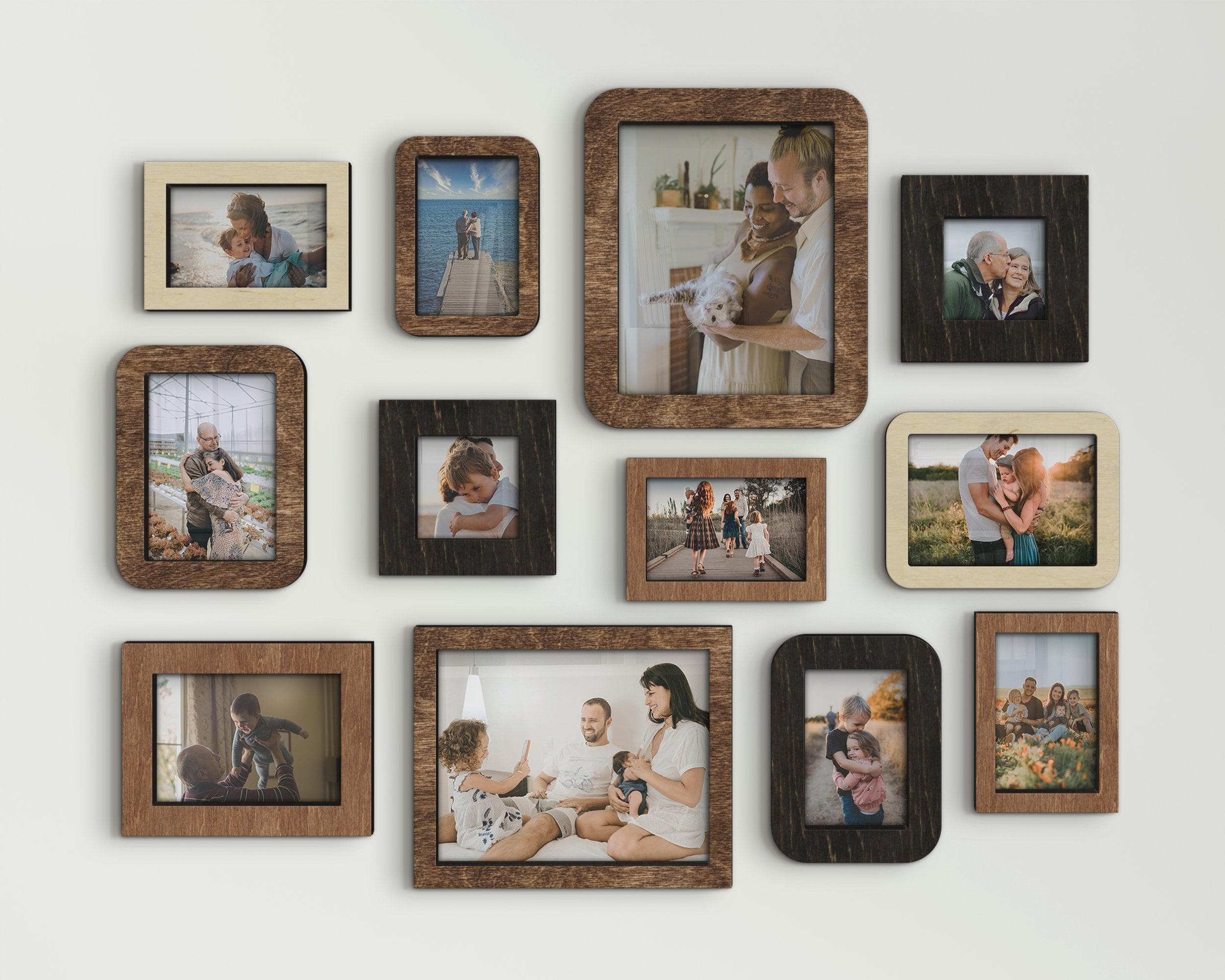 Custom color wall mounted photo frame collage 12 piece picture frame set Multiple 4x6 5x7 8x10 photos Photo frame gallery Wood wall decor - The Frame Depot