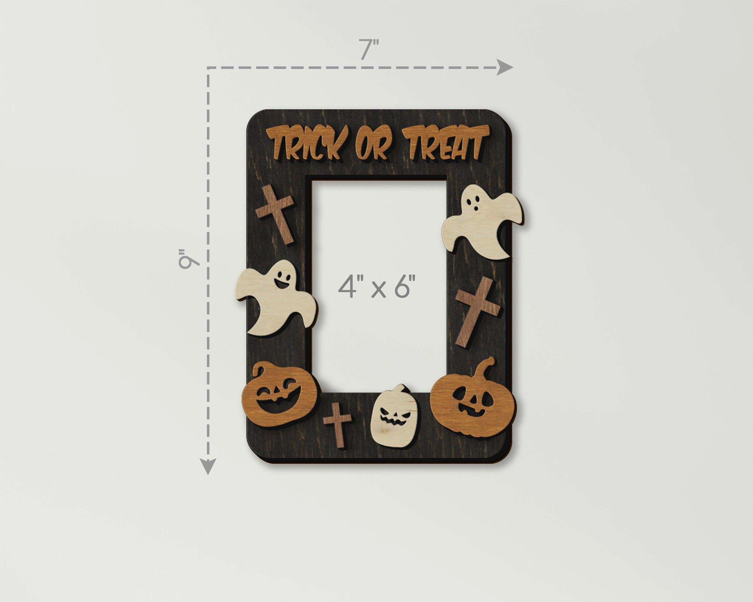 Trick or treat 4x6 photo frame Halloween picture frame Duble layer frame Indoor Halloween decor First Halloween Black and orange wall art