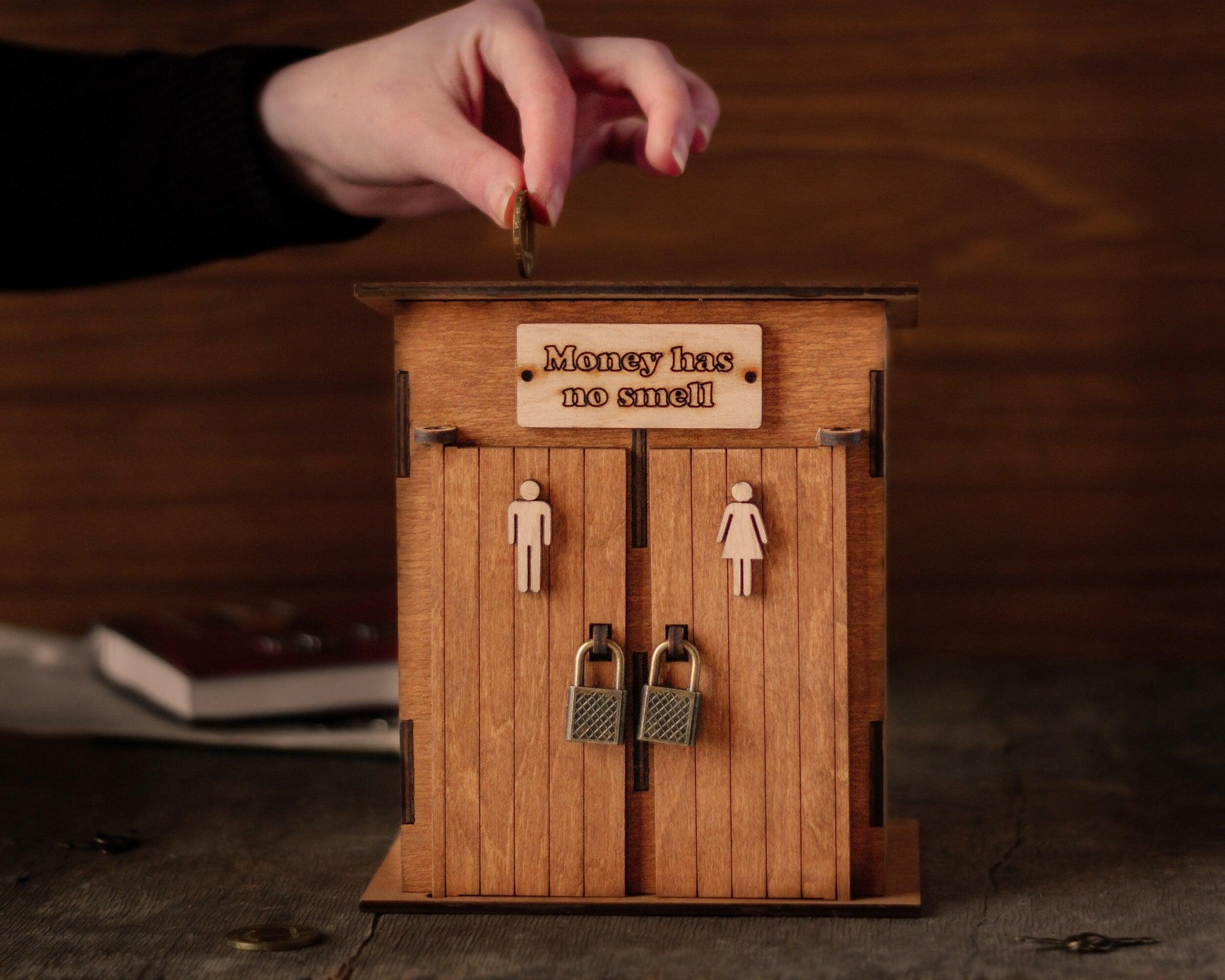 Wooden Toilet Piggy Bank | Fun Adult Coin Gift - The Frame Depot