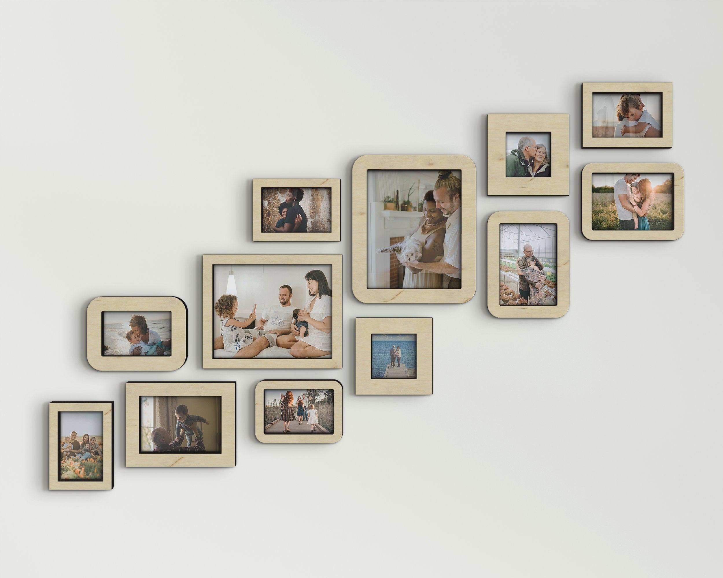 12 piece picture frame set Wood picture frame collage Multiple frames Family photo frame Anniversary gift Custom color wall mounted set