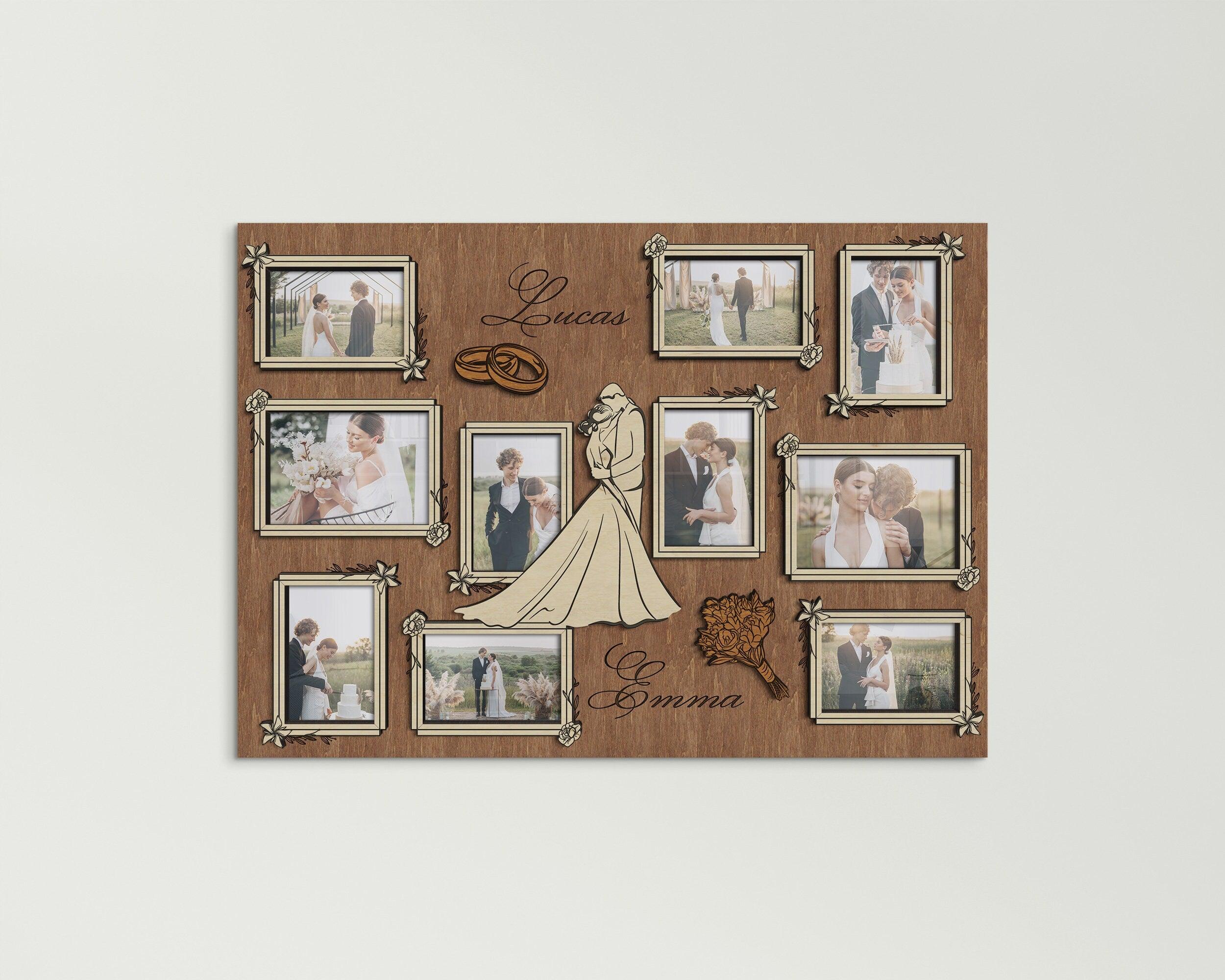 Personalized wedding picture frame collage Custom color Valentines day gift Anniversary gift Wedding decor Multiple frames Engraved wood