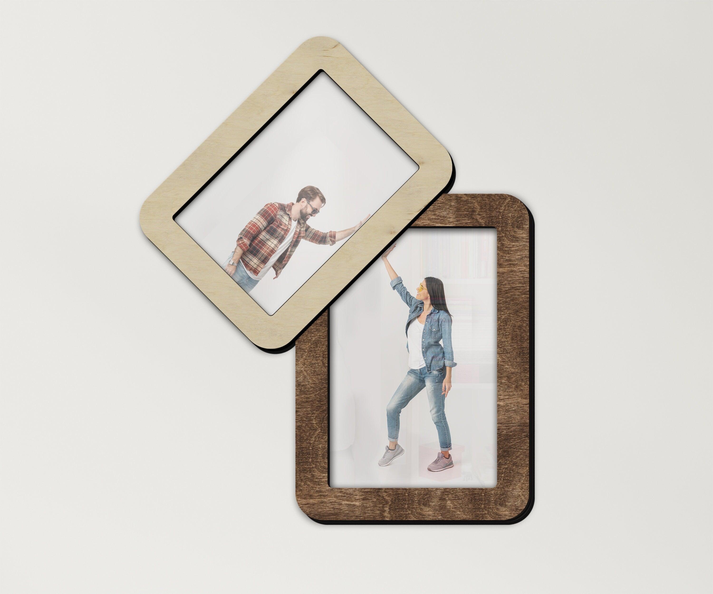 Wooden Dual Framed Picture Frame Collage Unique Angled Design 3 Sises 6 Custom Colors Wall Mounted Photo Frame Display 4x6 5x7 8x10