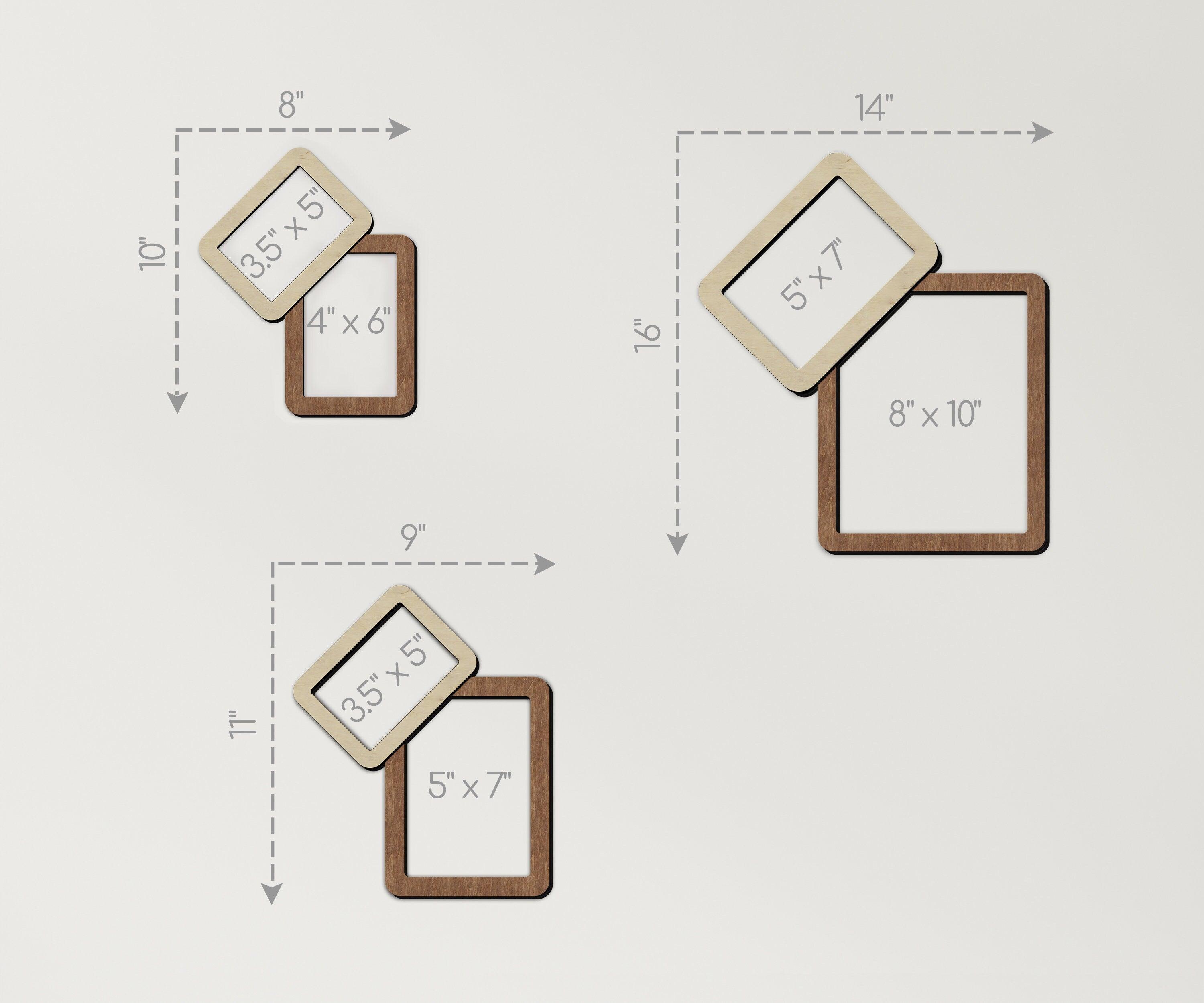 Wooden Dual Framed Picture Frame Collage Unique Angled Design 3 Sises 6 Custom Colors Wall Mounted Photo Frame Display 4x6 5x7 8x10