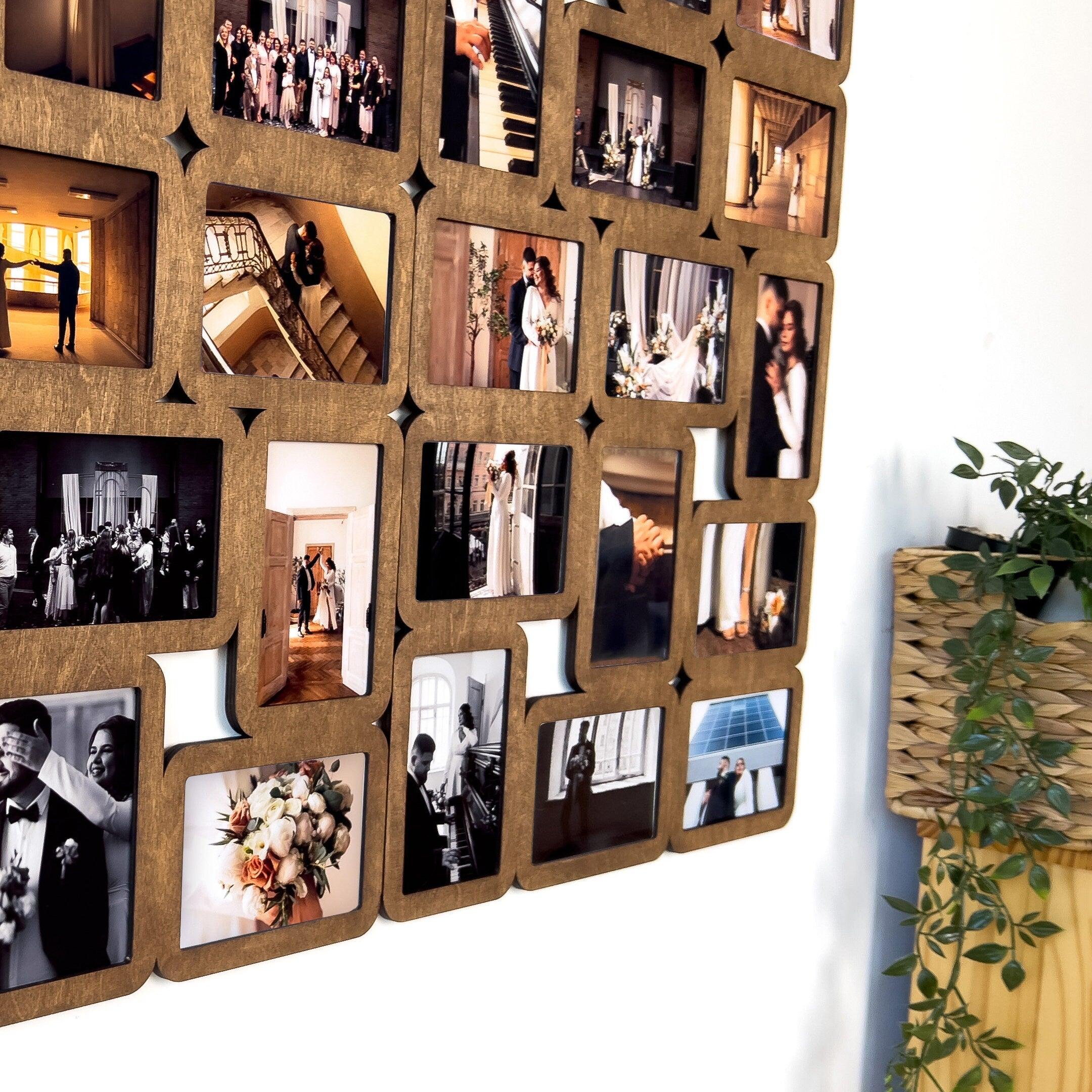 Wooden picture frame collage Large wall gallery Black Friday sale Multi photo frame 4x6 Family photo frame Wedding decor Anniversary gift